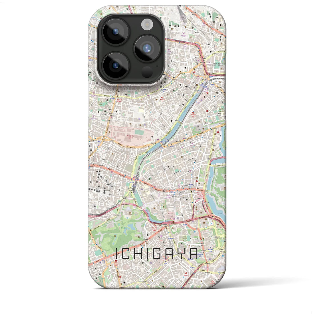 【市ケ谷】地図柄iPhoneケース（バックカバータイプ・ナチュラル）iPhone 15 Pro Max 用
