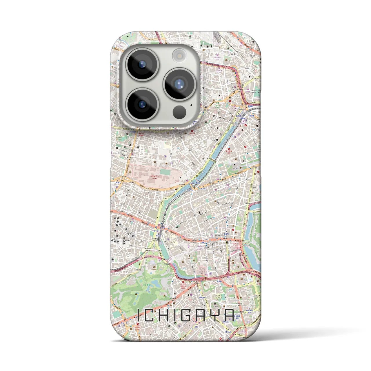【市ケ谷】地図柄iPhoneケース（バックカバータイプ・ナチュラル）iPhone 15 Pro 用