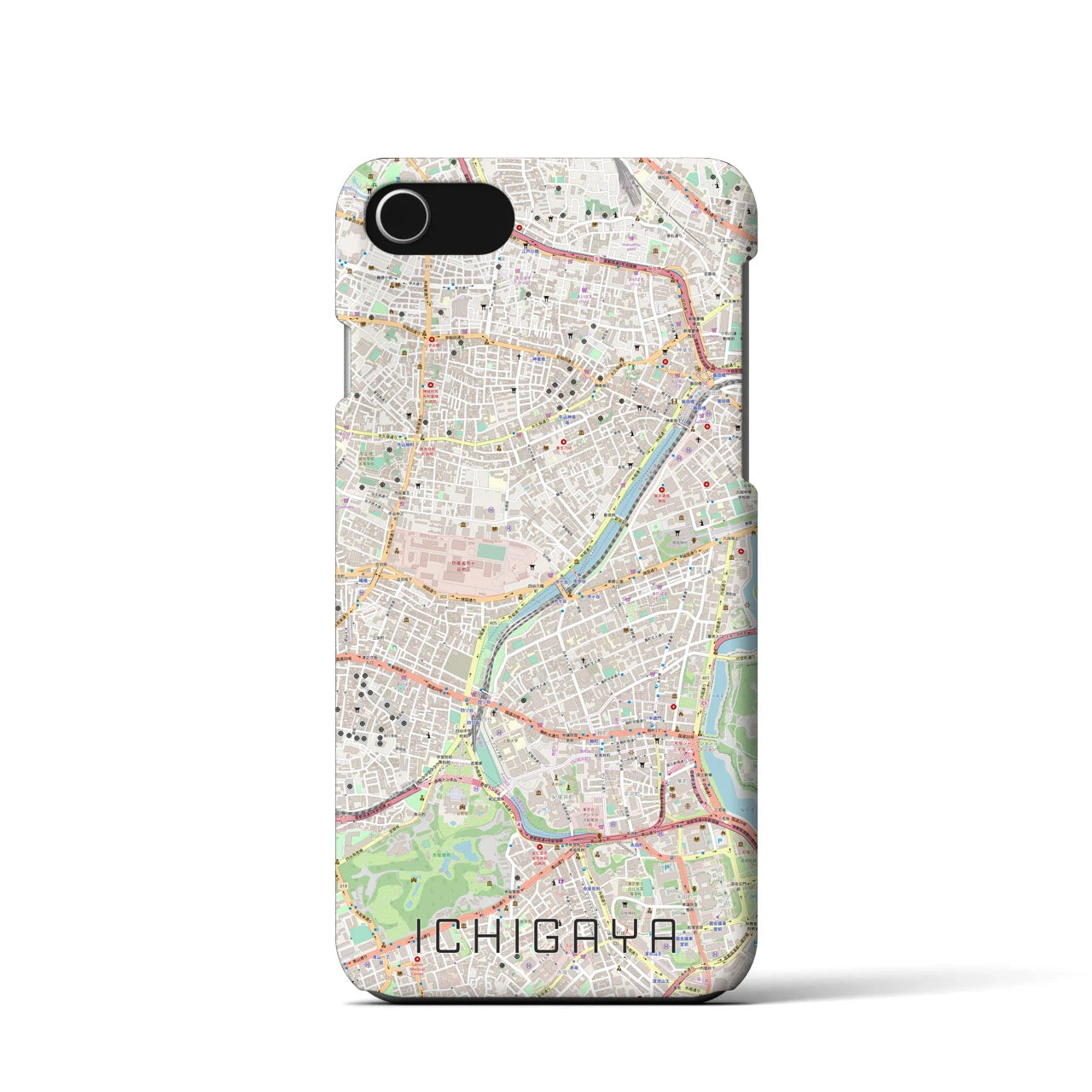 【市ケ谷】地図柄iPhoneケース（バックカバータイプ・ナチュラル）iPhone SE（第3 / 第2世代） / 8 / 7 / 6s / 6 用