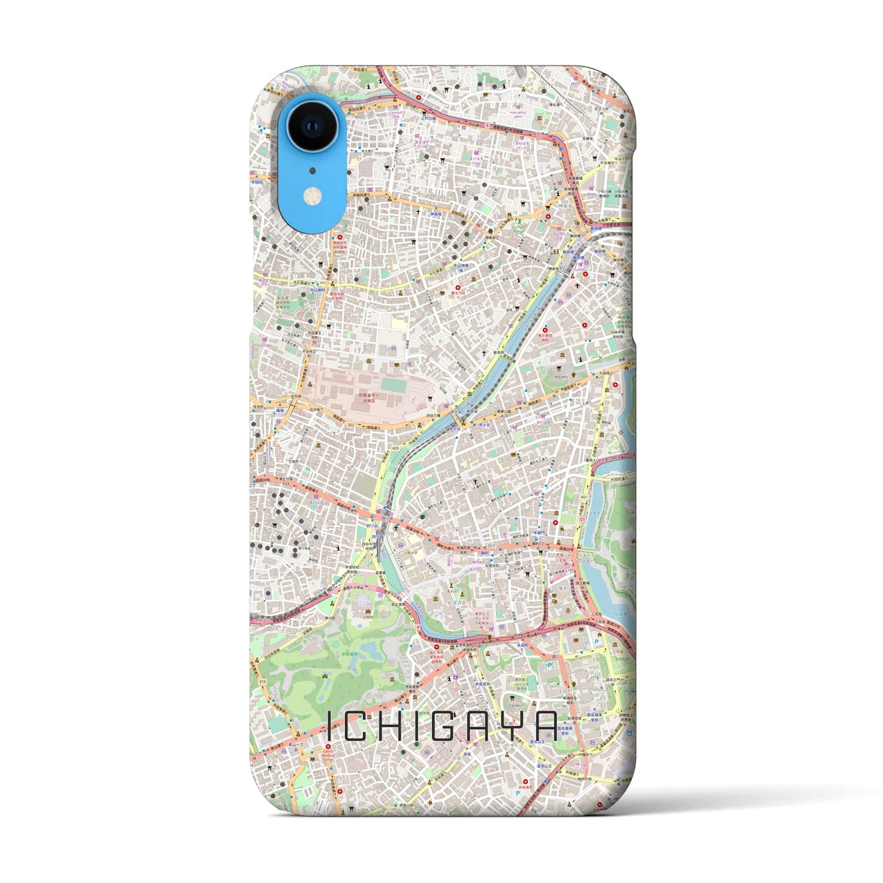 【市ケ谷】地図柄iPhoneケース（バックカバータイプ・ナチュラル）iPhone XR 用