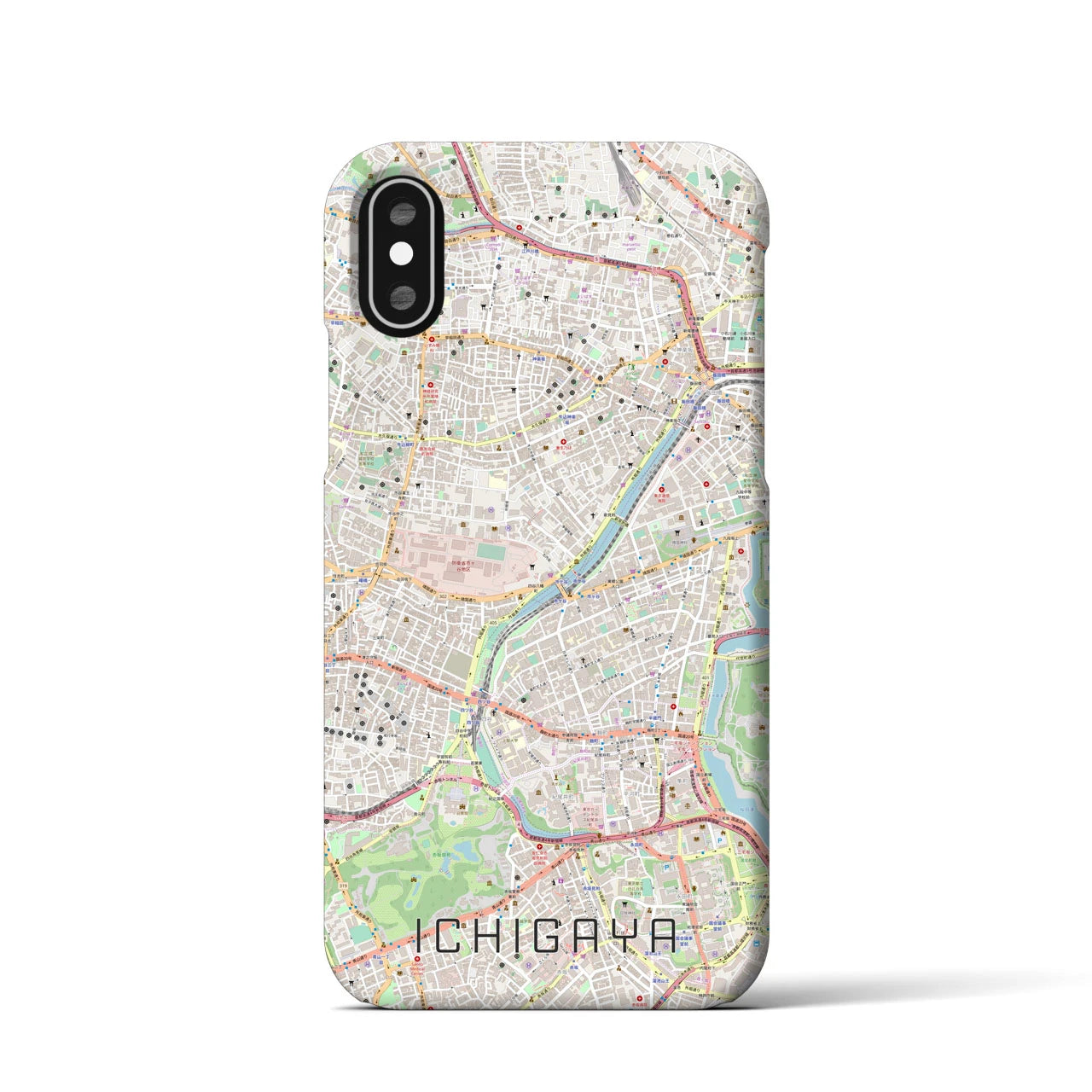 【市ケ谷】地図柄iPhoneケース（バックカバータイプ・ナチュラル）iPhone XS / X 用