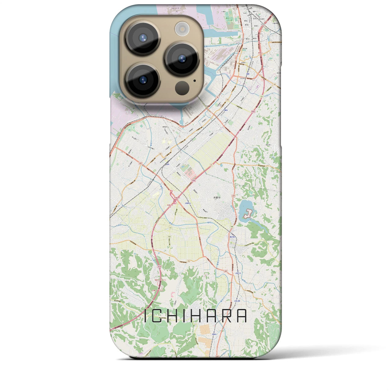 【市原】地図柄iPhoneケース（バックカバータイプ・ナチュラル）iPhone 14 Pro Max 用