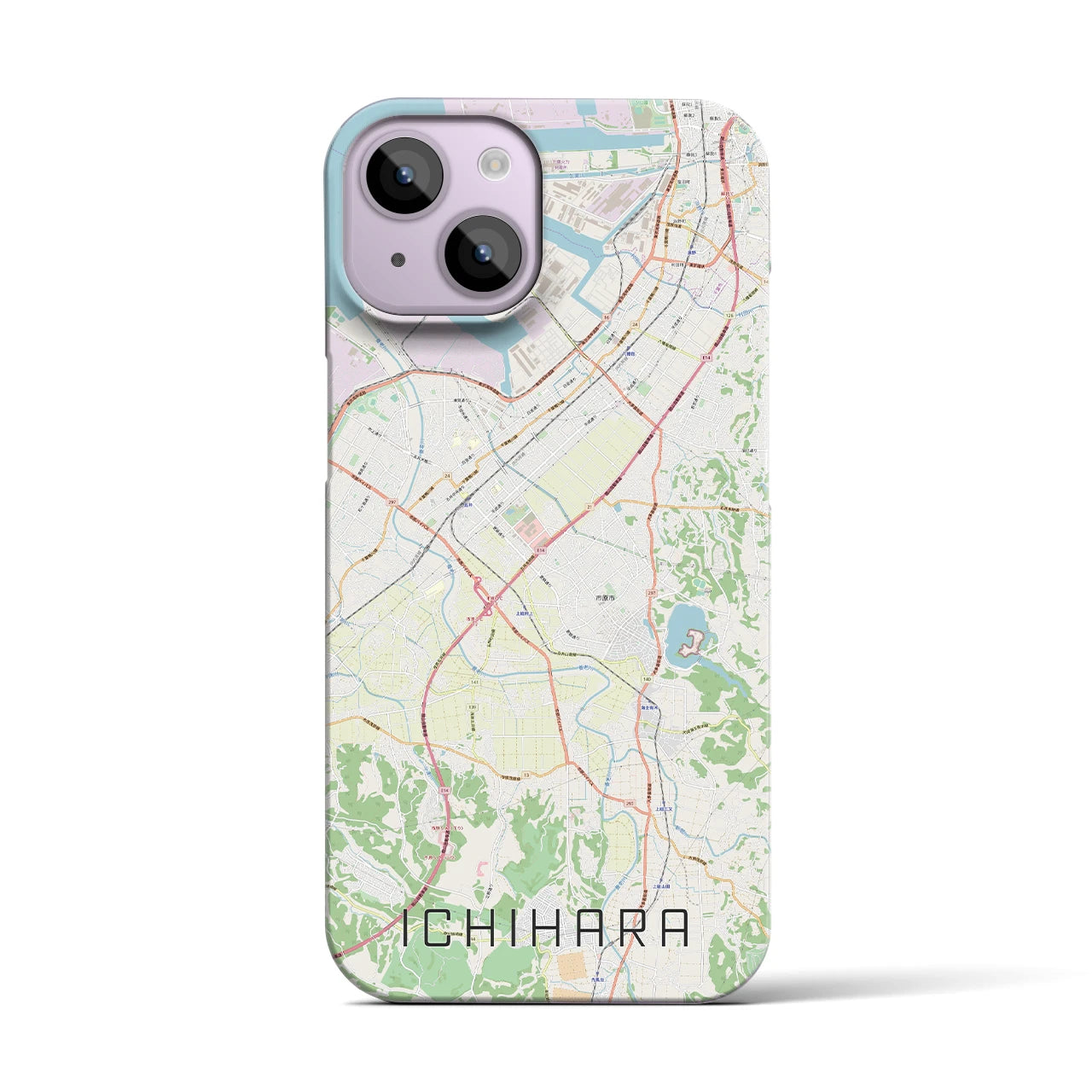 【市原】地図柄iPhoneケース（バックカバータイプ・ナチュラル）iPhone 14 用