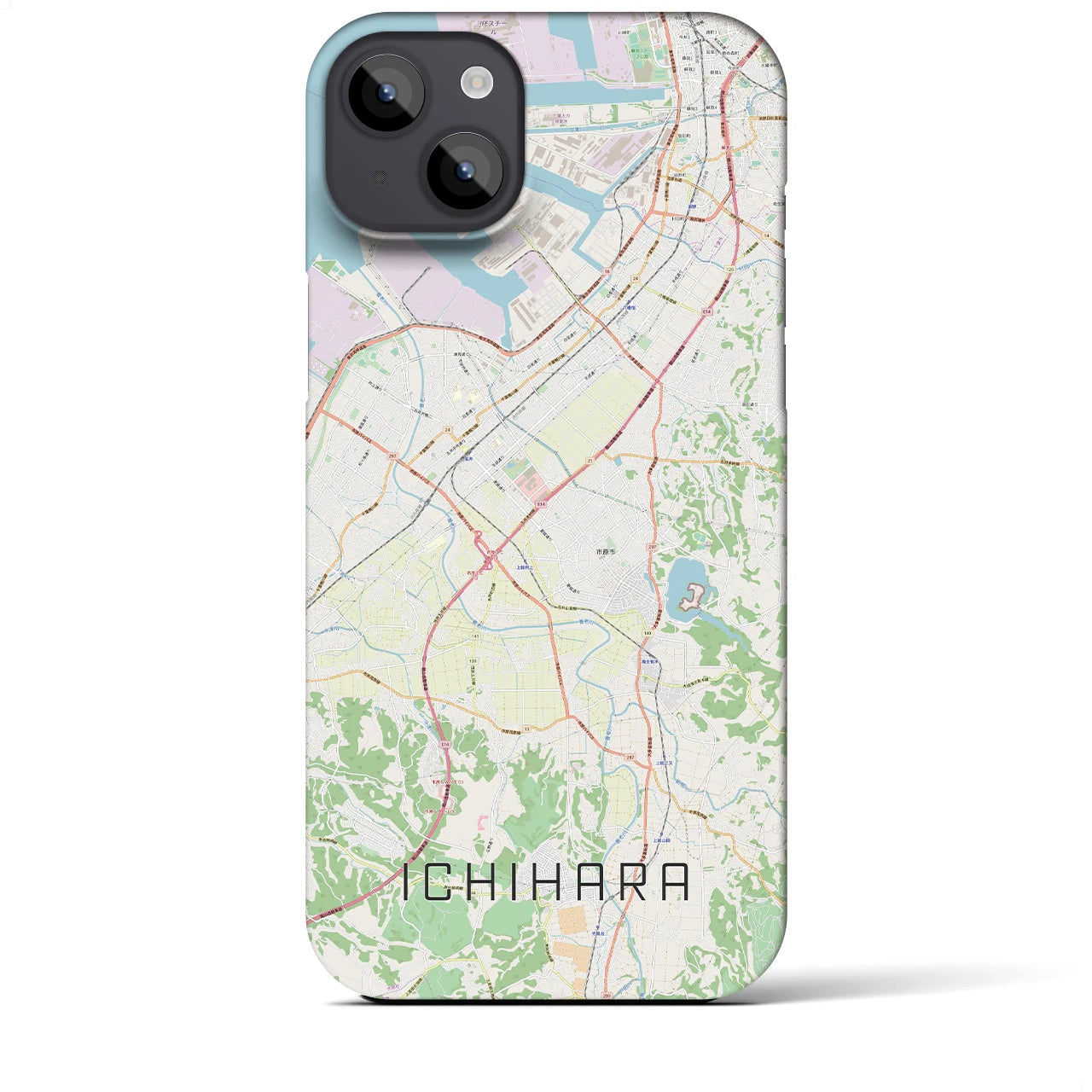 【市原】地図柄iPhoneケース（バックカバータイプ・ナチュラル）iPhone 14 Plus 用