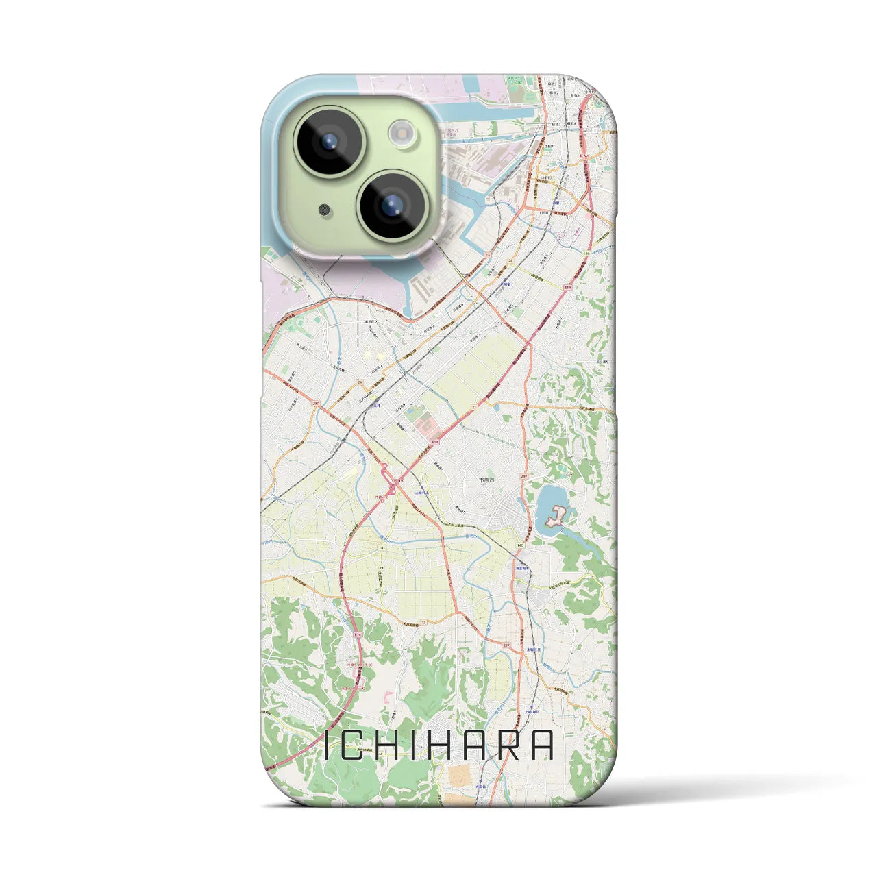 【市原】地図柄iPhoneケース（バックカバータイプ・ナチュラル）iPhone 15 用