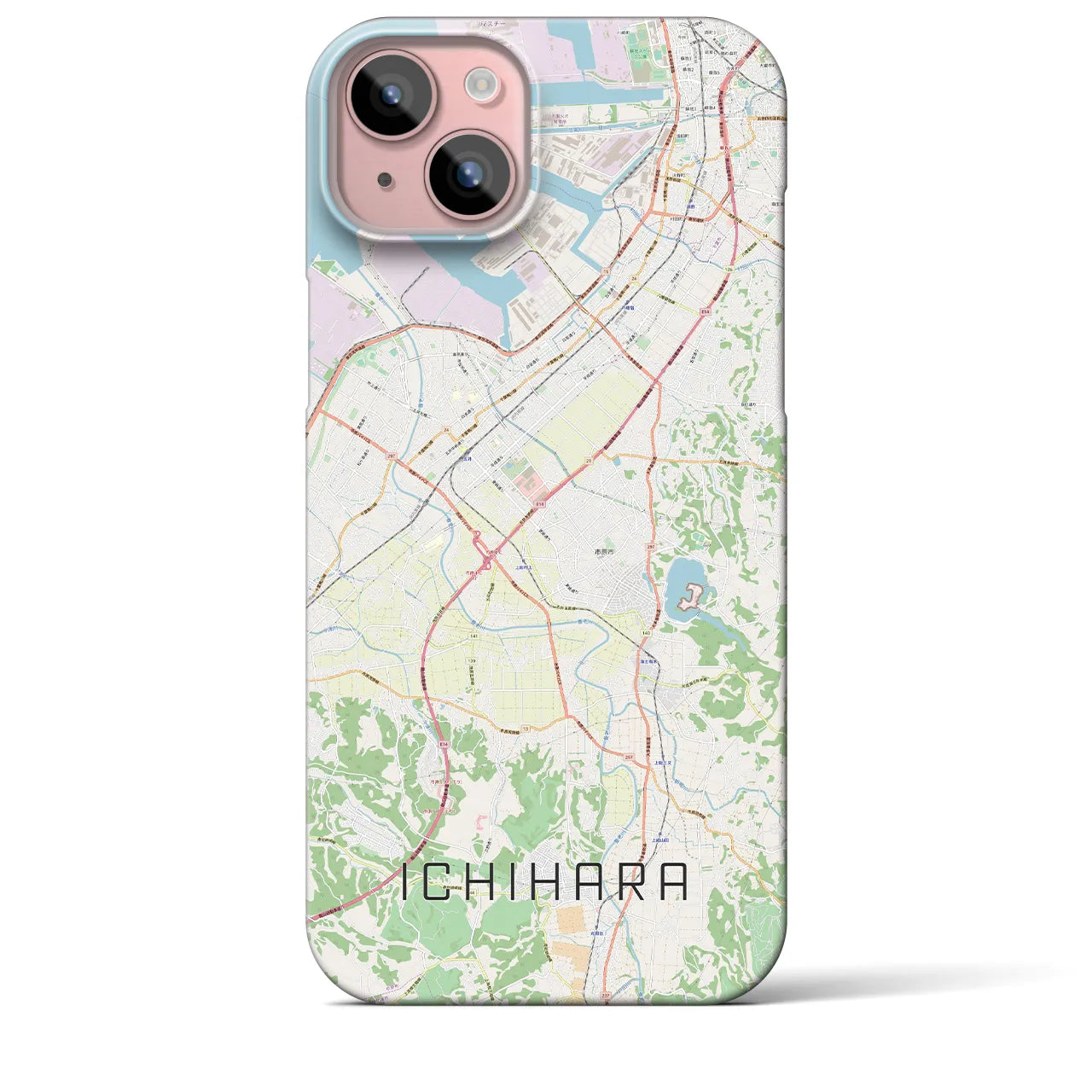 【市原】地図柄iPhoneケース（バックカバータイプ・ナチュラル）iPhone 15 Plus 用