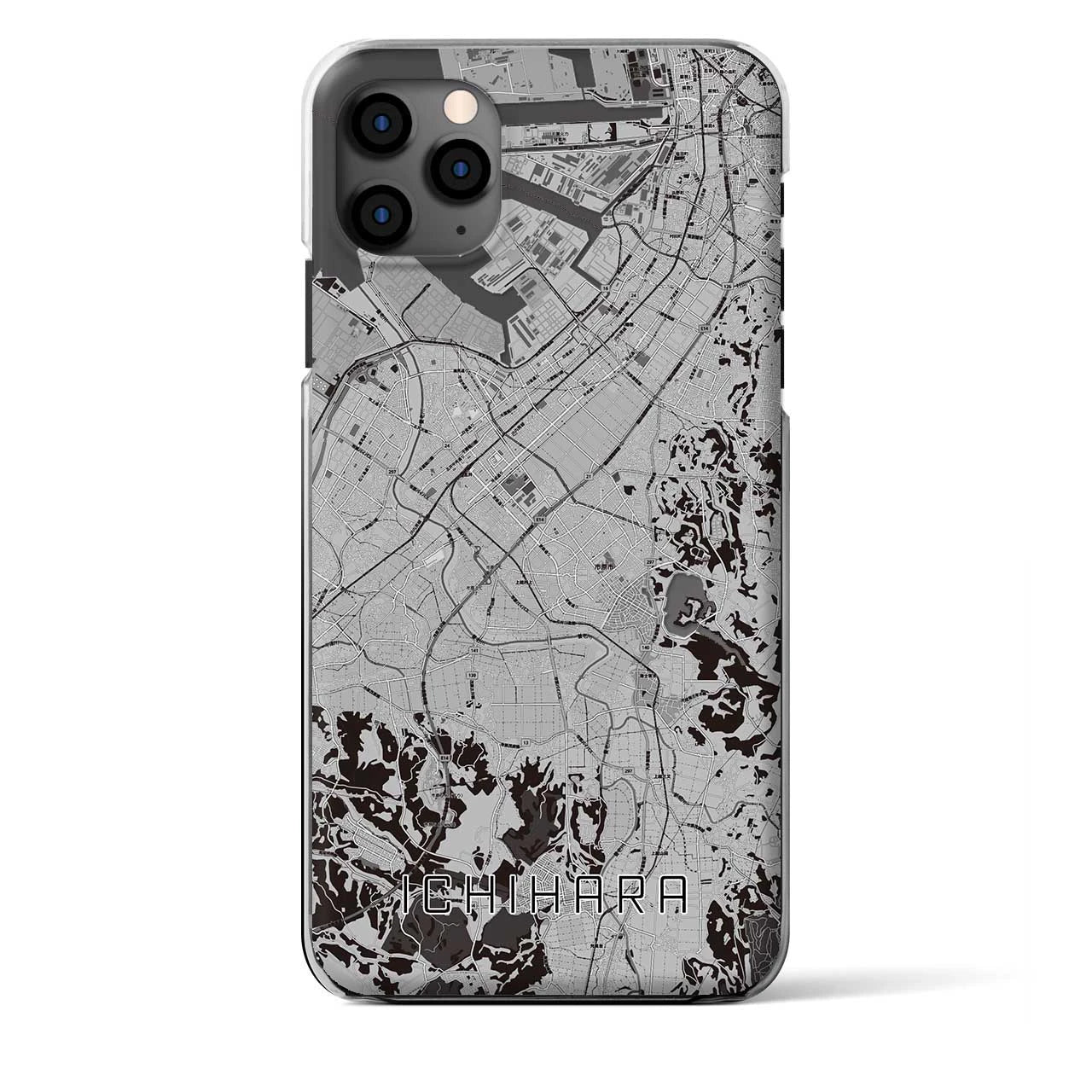 【市原】地図柄iPhoneケース（クリアタイプ・モノトーン）iPhone 11 Pro Max 用