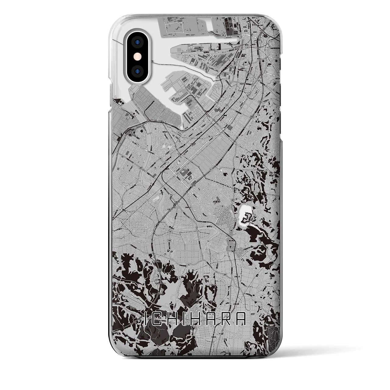 【市原】地図柄iPhoneケース（クリアタイプ・モノトーン）iPhone XS Max 用