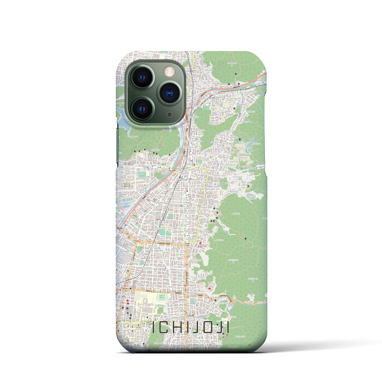 【一乗寺】地図柄iPhoneケース（バックカバータイプ・ナチュラル）iPhone 11 Pro 用
