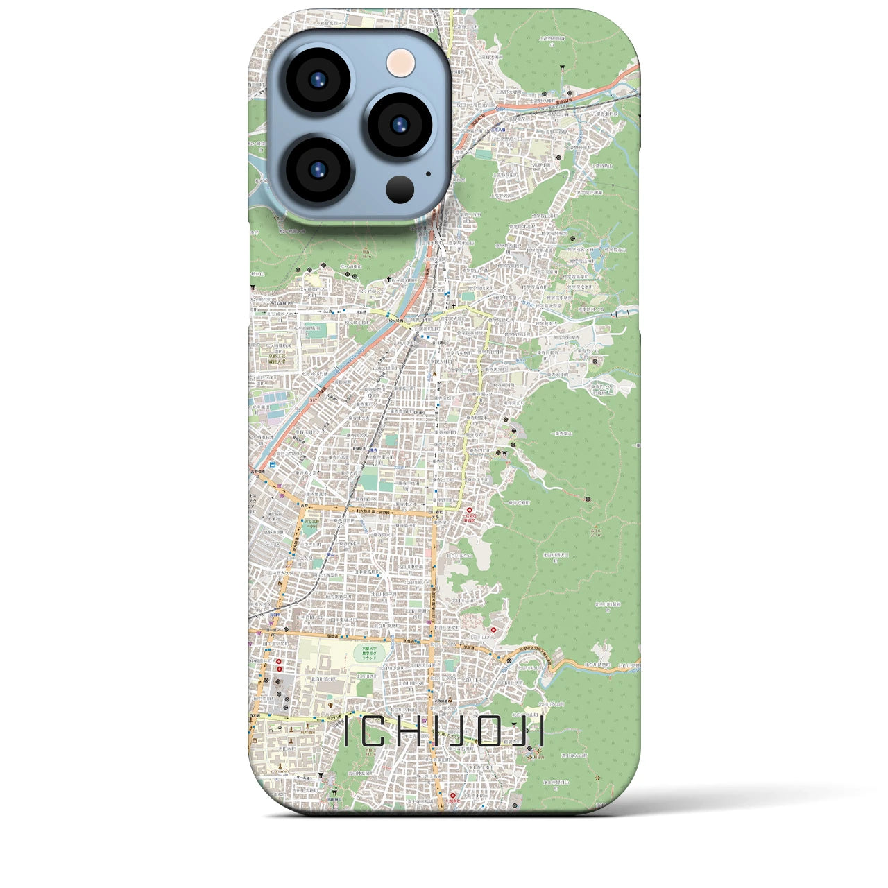 【一乗寺】地図柄iPhoneケース（バックカバータイプ・ナチュラル）iPhone 13 Pro Max 用