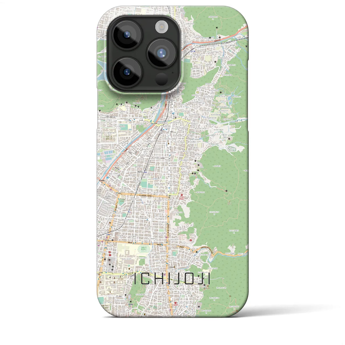 【一乗寺】地図柄iPhoneケース（バックカバータイプ・ナチュラル）iPhone 15 Pro Max 用