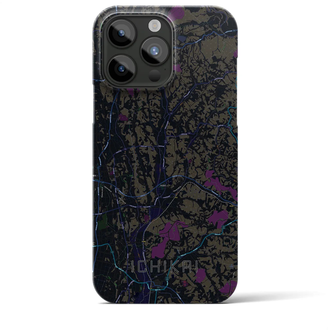 【市貝】地図柄iPhoneケース（バックカバータイプ・ブラック）iPhone 15 Pro Max 用