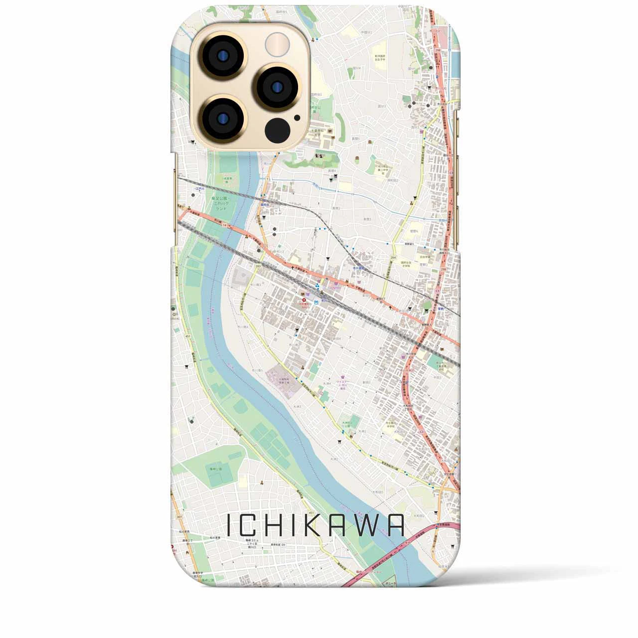 【市川】地図柄iPhoneケース（バックカバータイプ・ナチュラル）iPhone 12 Pro Max 用