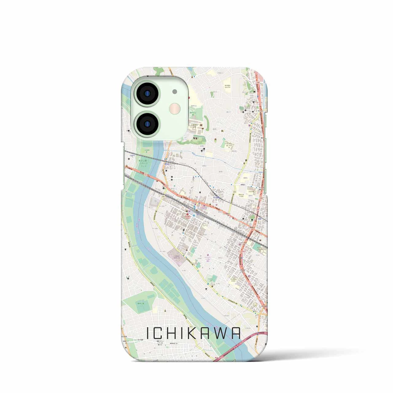 【市川】地図柄iPhoneケース（バックカバータイプ・ナチュラル）iPhone 12 mini 用