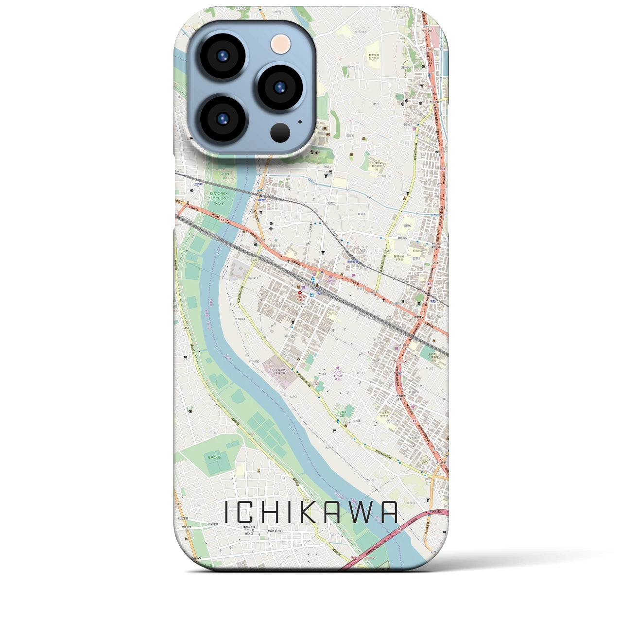 【市川】地図柄iPhoneケース（バックカバータイプ・ナチュラル）iPhone 13 Pro Max 用