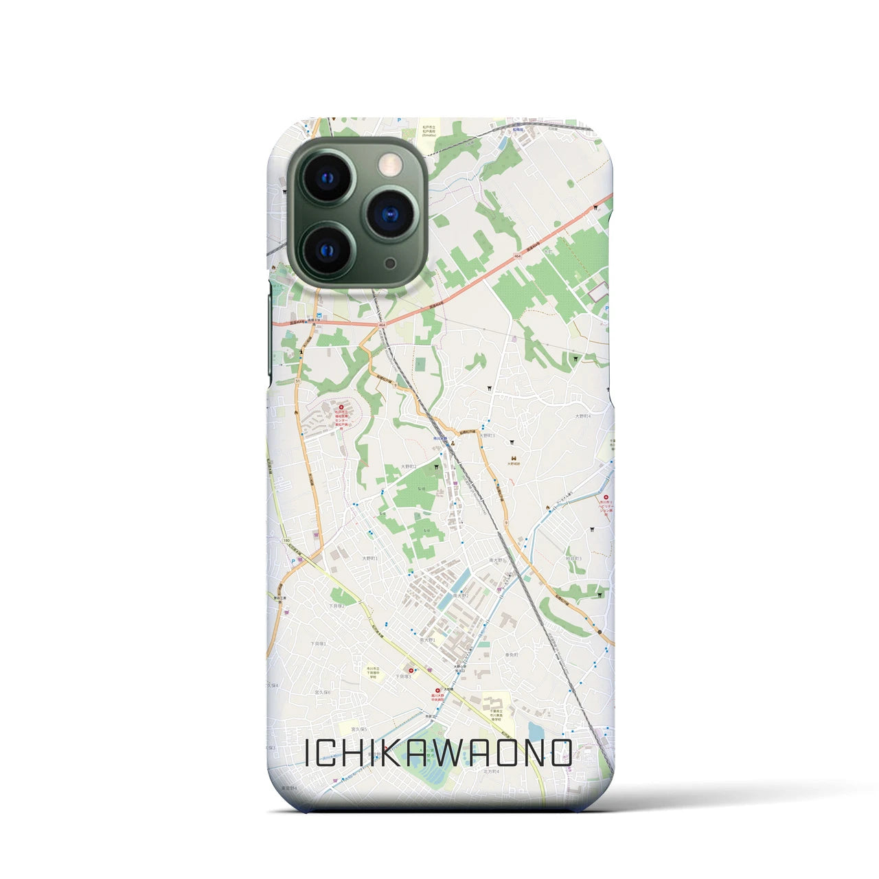 【市川大野】地図柄iPhoneケース（バックカバータイプ・ナチュラル）iPhone 11 Pro 用