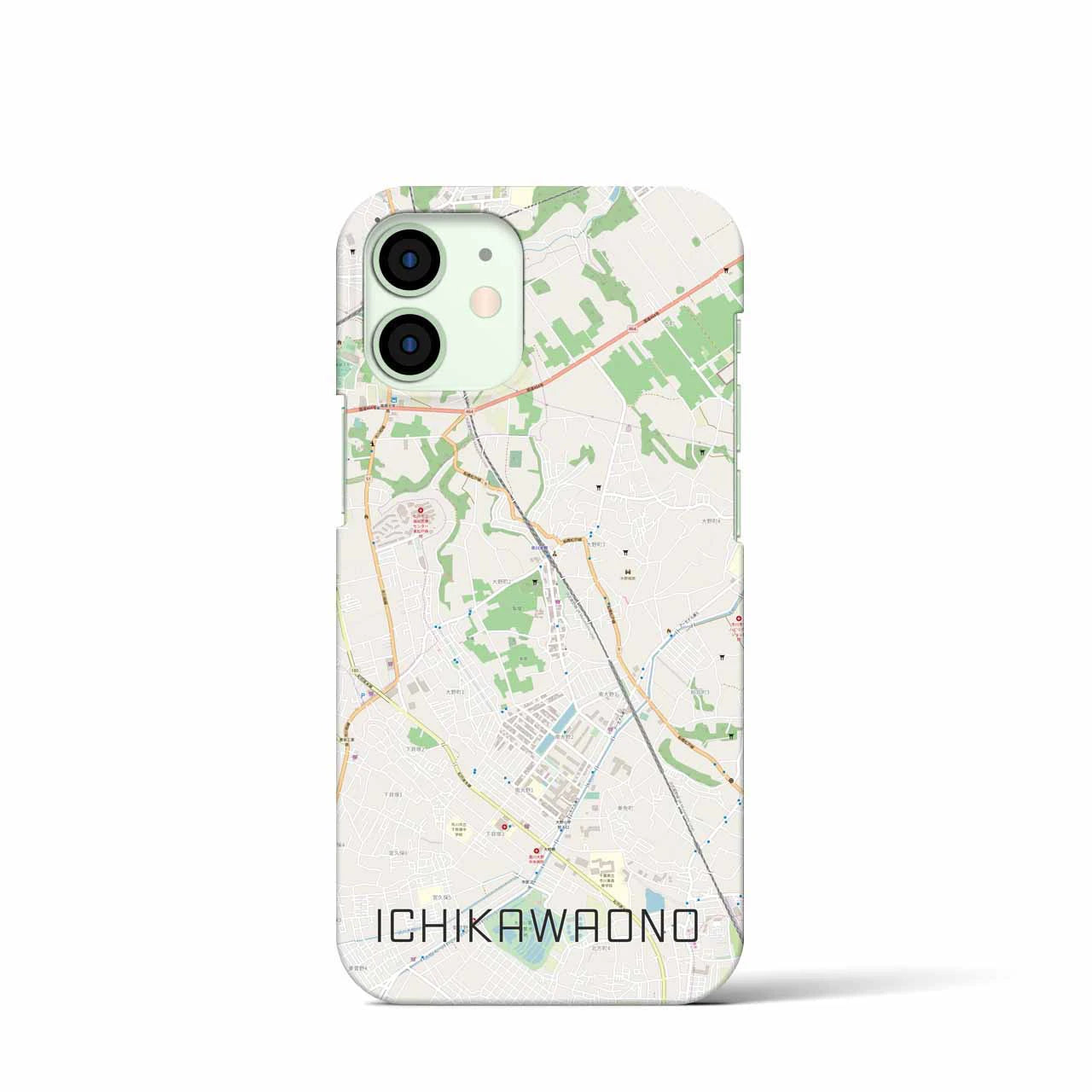【市川大野】地図柄iPhoneケース（バックカバータイプ・ナチュラル）iPhone 12 mini 用