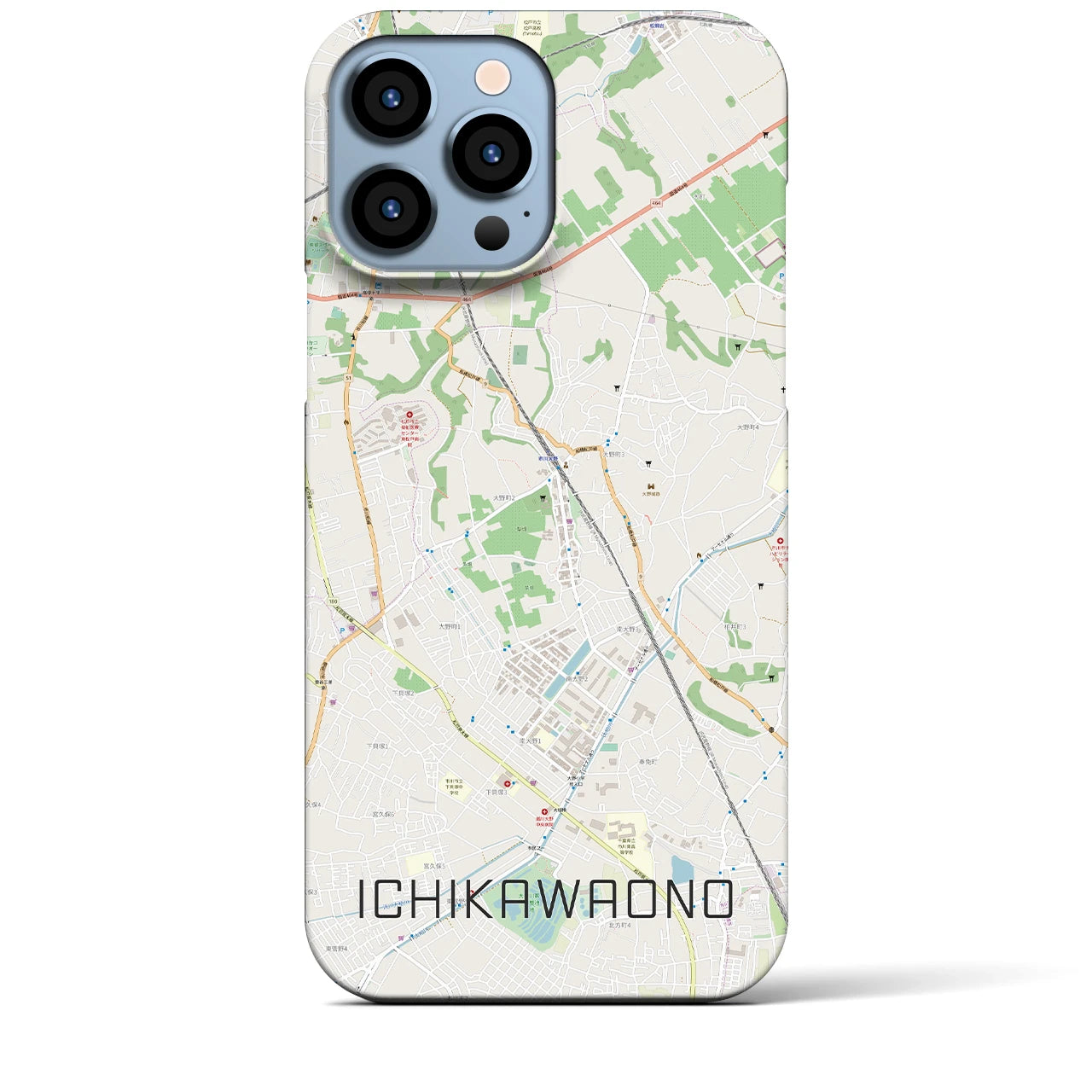 【市川大野】地図柄iPhoneケース（バックカバータイプ・ナチュラル）iPhone 13 Pro Max 用