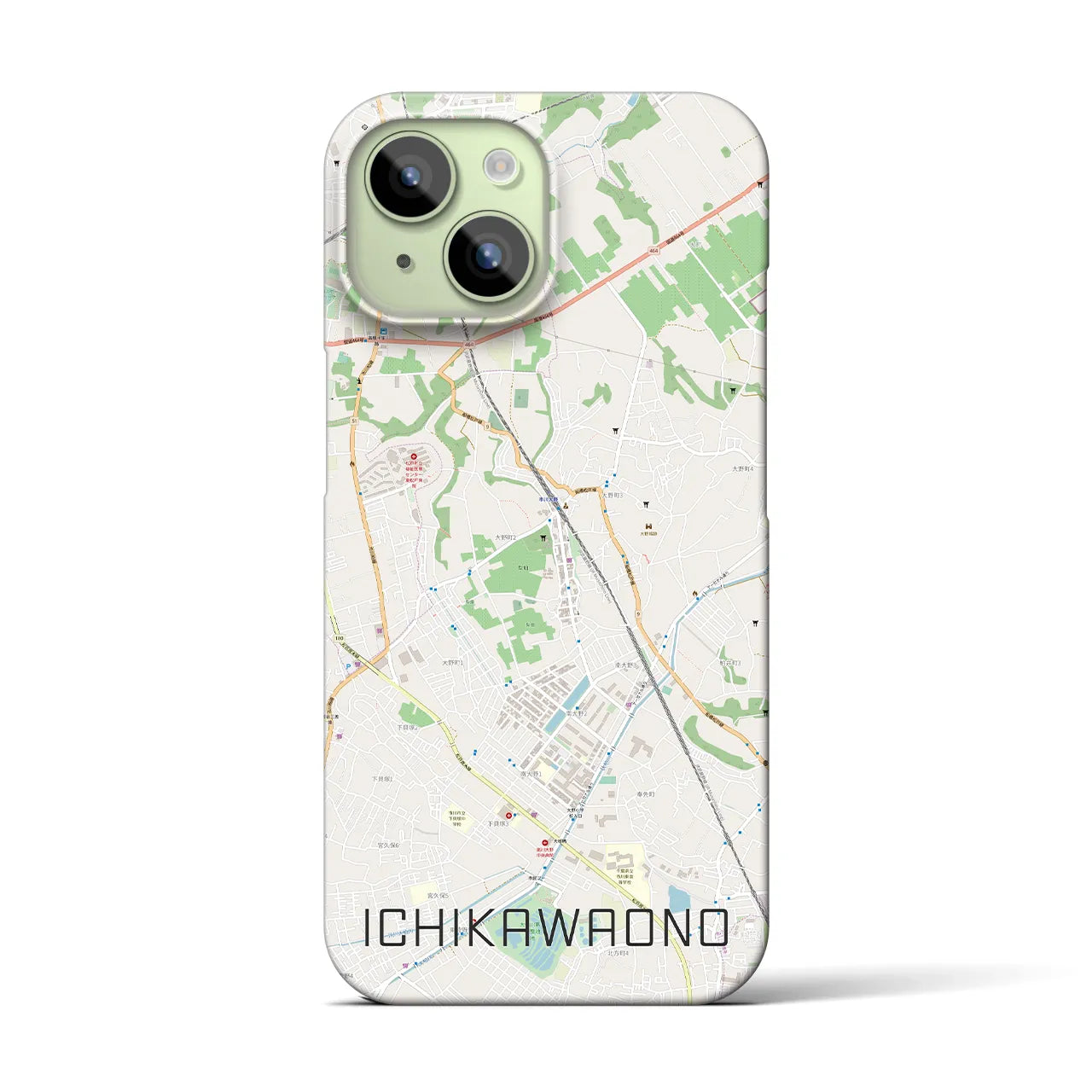 【市川大野】地図柄iPhoneケース（バックカバータイプ・ナチュラル）iPhone 15 用