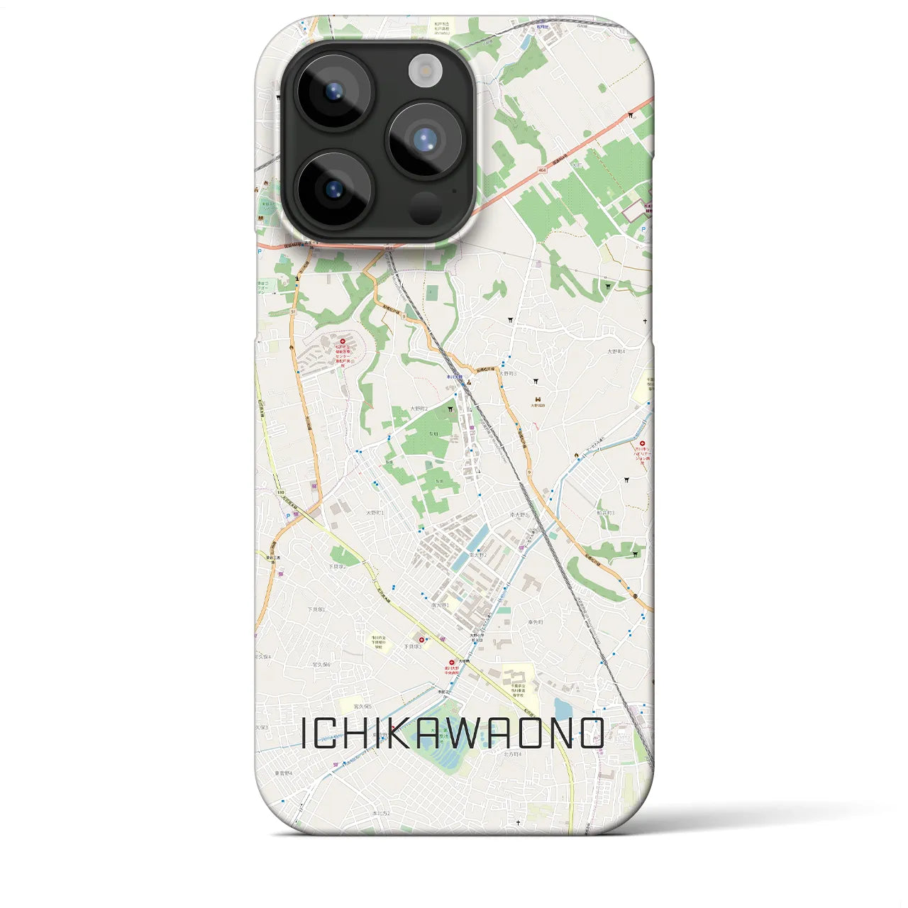 【市川大野】地図柄iPhoneケース（バックカバータイプ・ナチュラル）iPhone 15 Pro Max 用