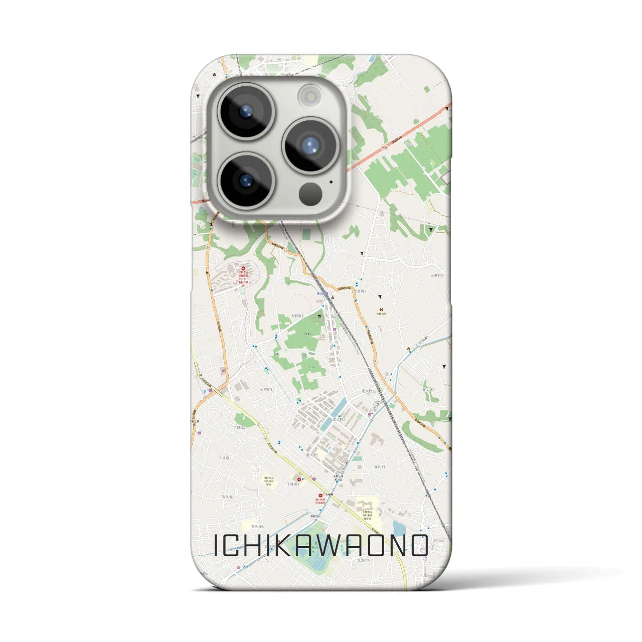 【市川大野】地図柄iPhoneケース（バックカバータイプ・ナチュラル）iPhone 15 Pro 用