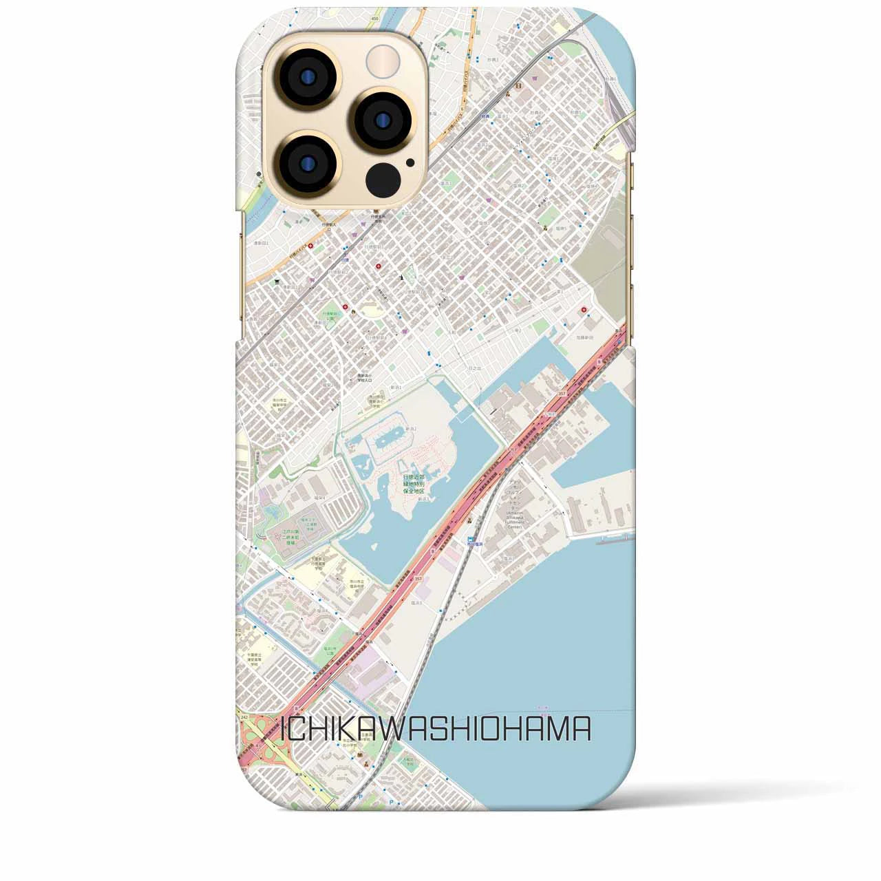 【市川塩浜】地図柄iPhoneケース（バックカバータイプ・ナチュラル）iPhone 12 Pro Max 用