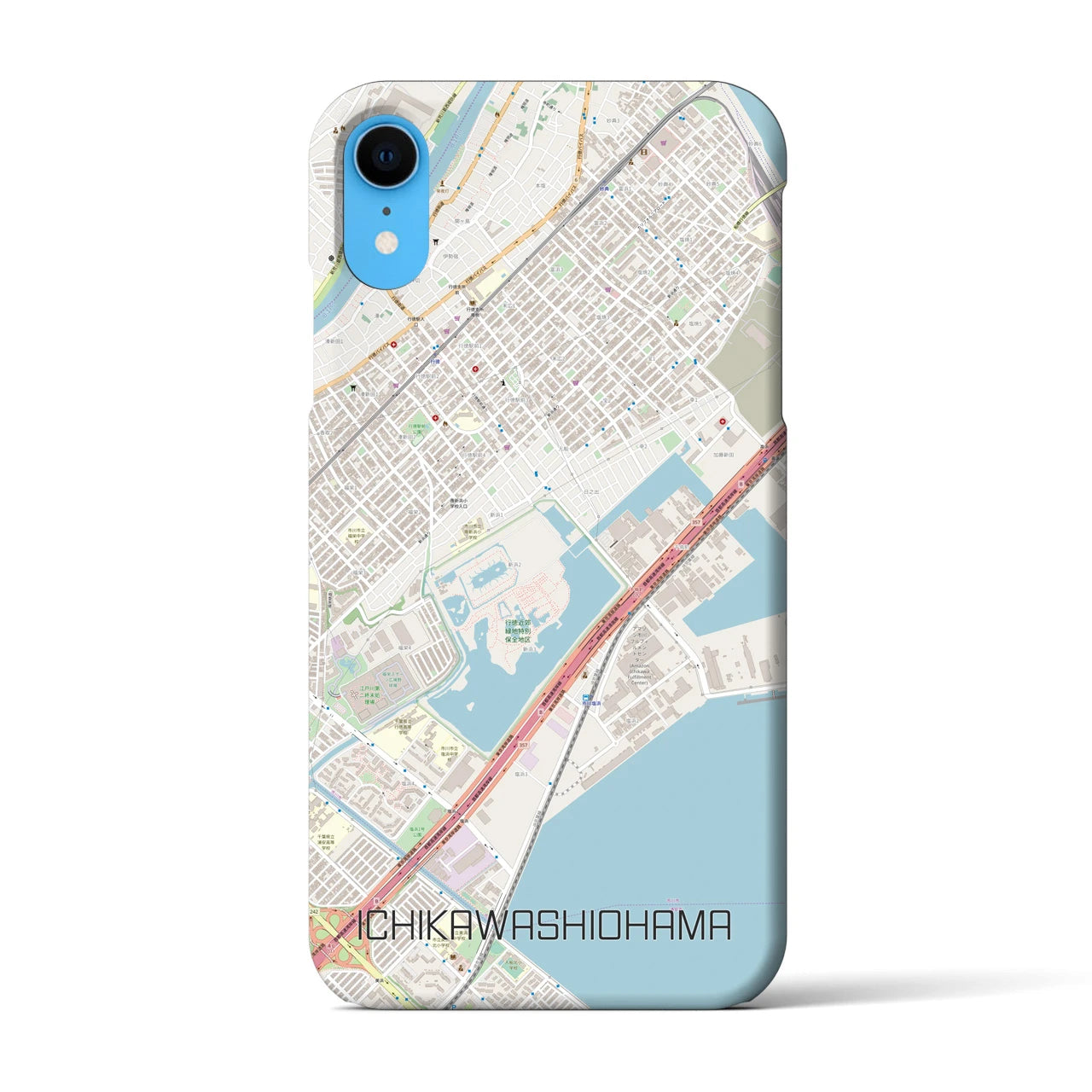 【市川塩浜】地図柄iPhoneケース（バックカバータイプ・ナチュラル）iPhone XR 用