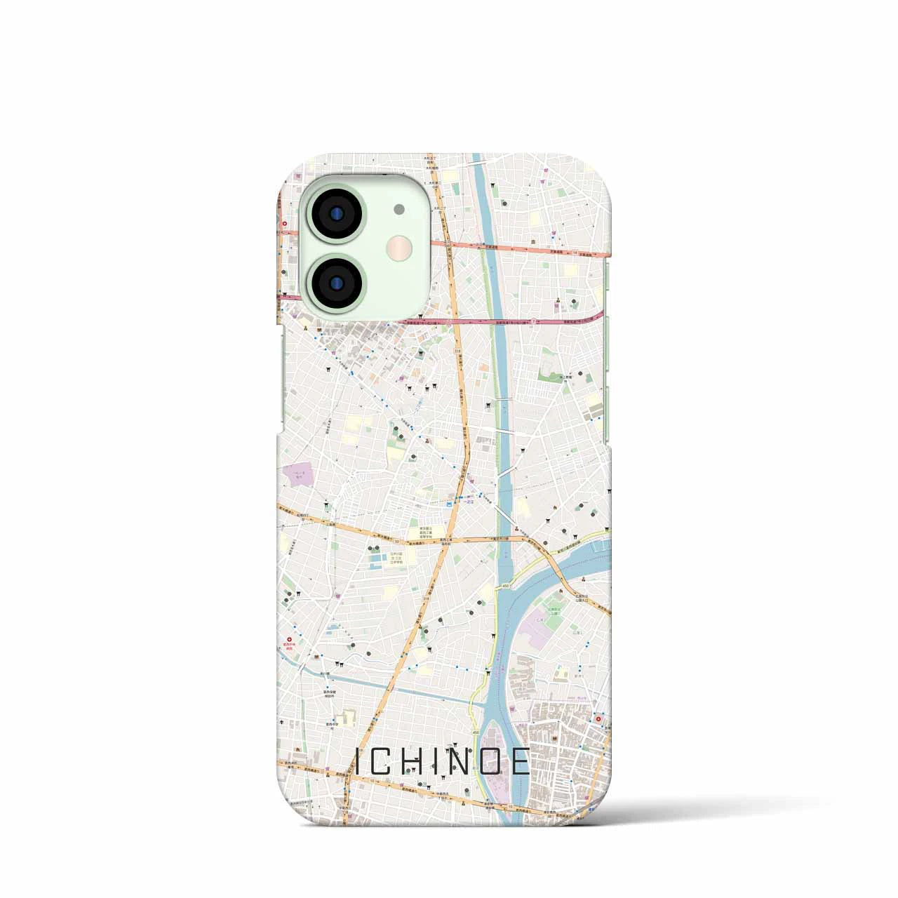 【一之江】地図柄iPhoneケース（バックカバータイプ・ナチュラル）iPhone 12 mini 用
