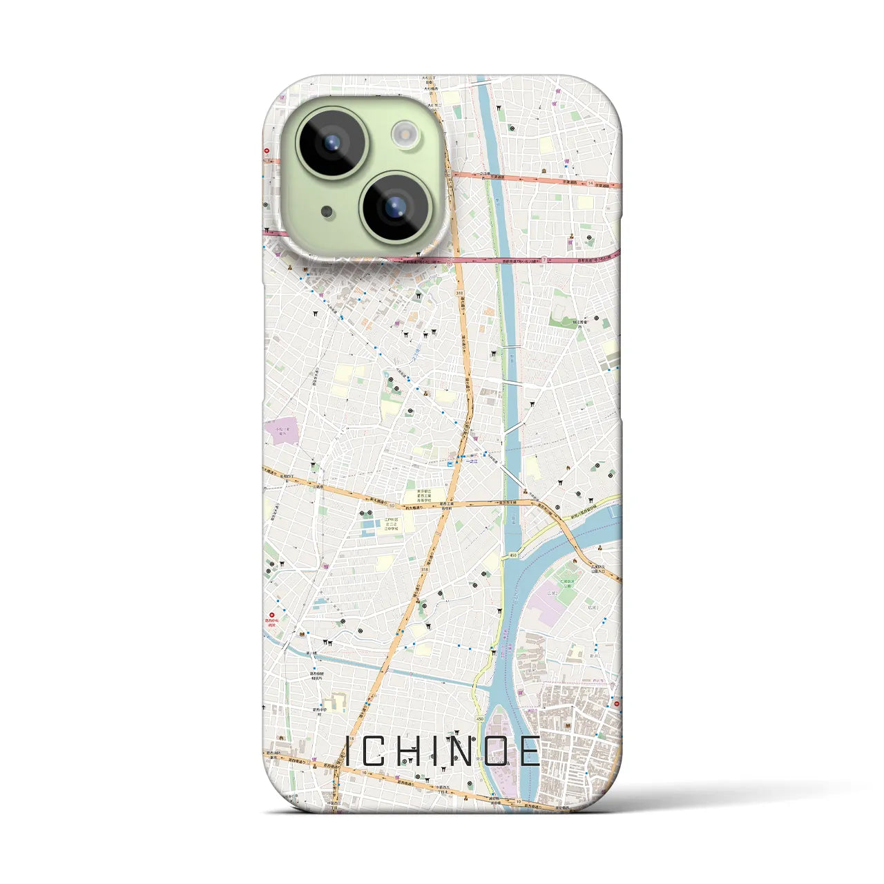 【一之江】地図柄iPhoneケース（バックカバータイプ・ナチュラル）iPhone 15 用