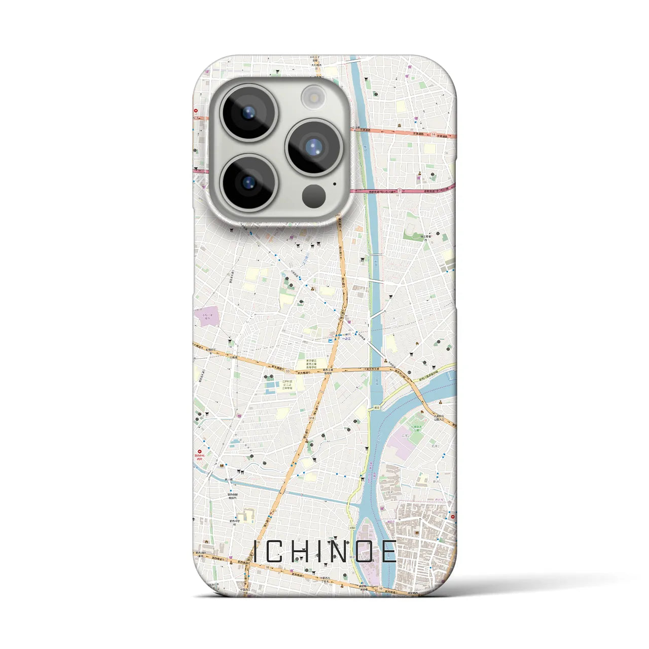【一之江】地図柄iPhoneケース（バックカバータイプ・ナチュラル）iPhone 15 Pro 用