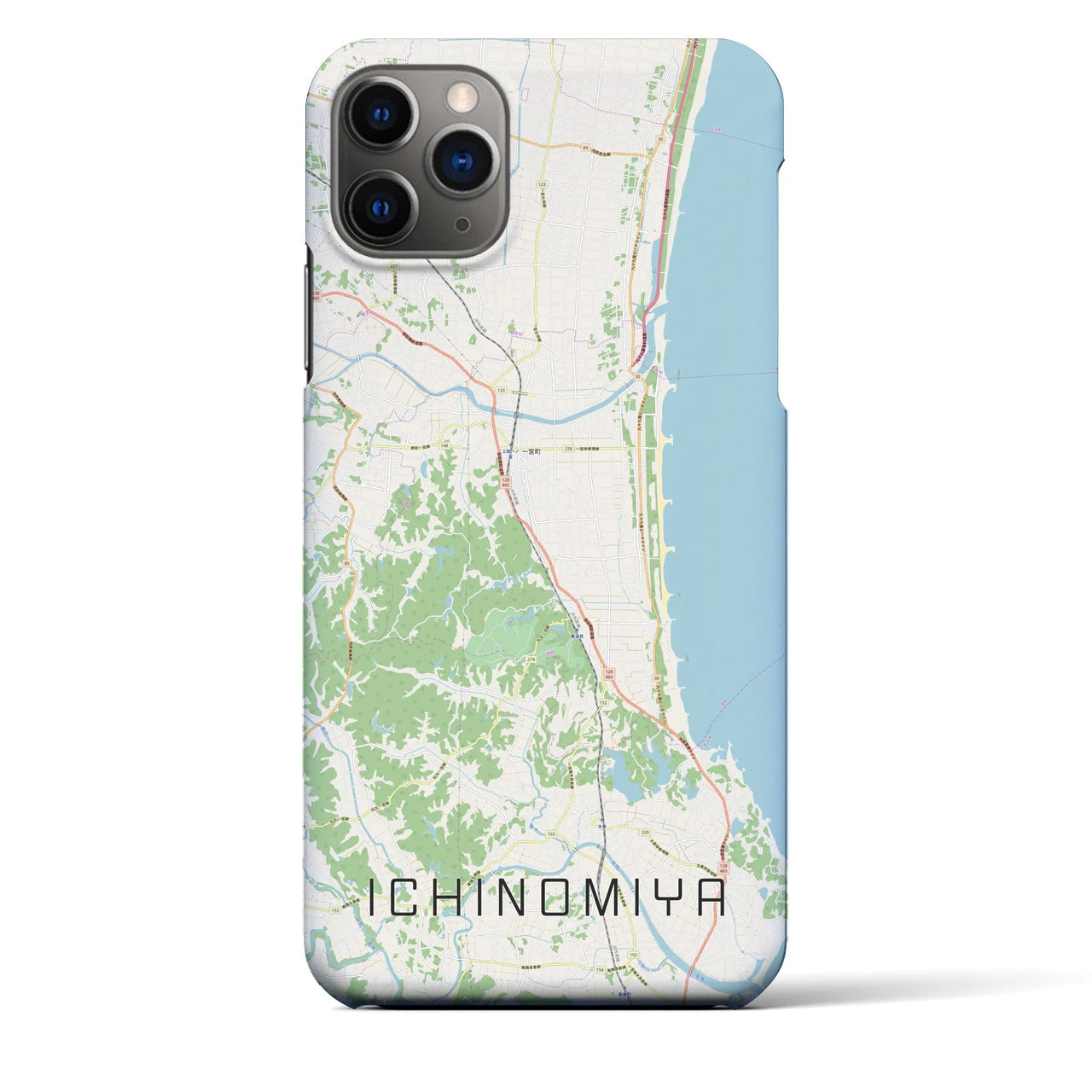 【一宮（千葉県）】地図柄iPhoneケース（バックカバータイプ・ナチュラル）iPhone 11 Pro Max 用