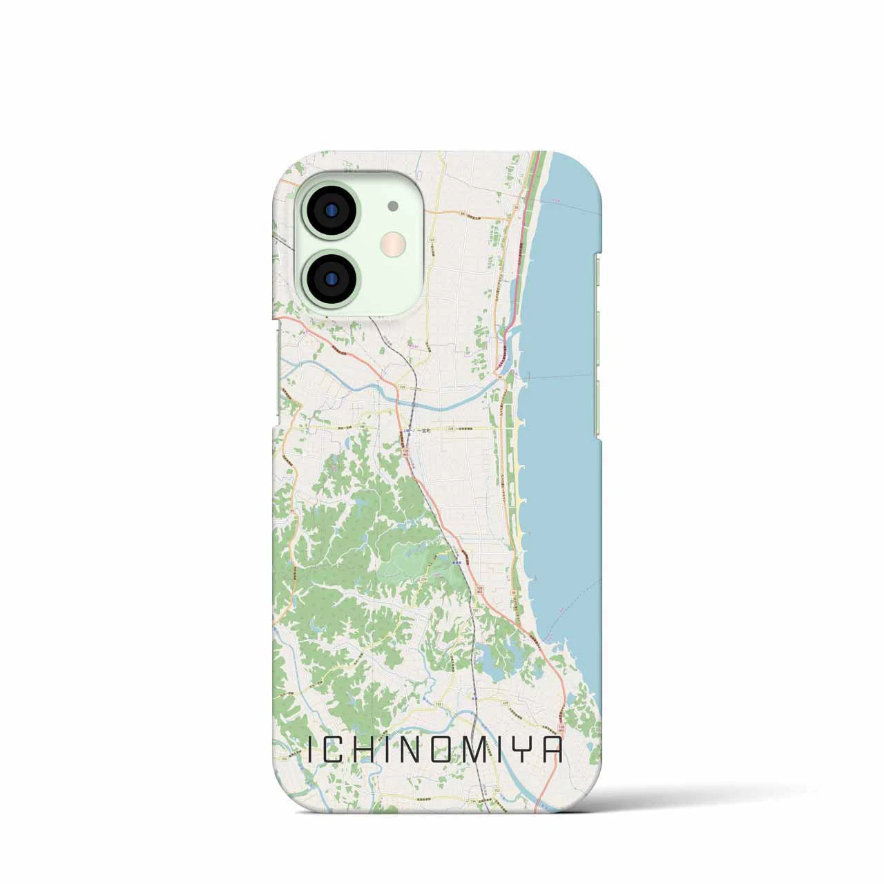 【一宮（千葉県）】地図柄iPhoneケース（バックカバータイプ・ナチュラル）iPhone 12 mini 用