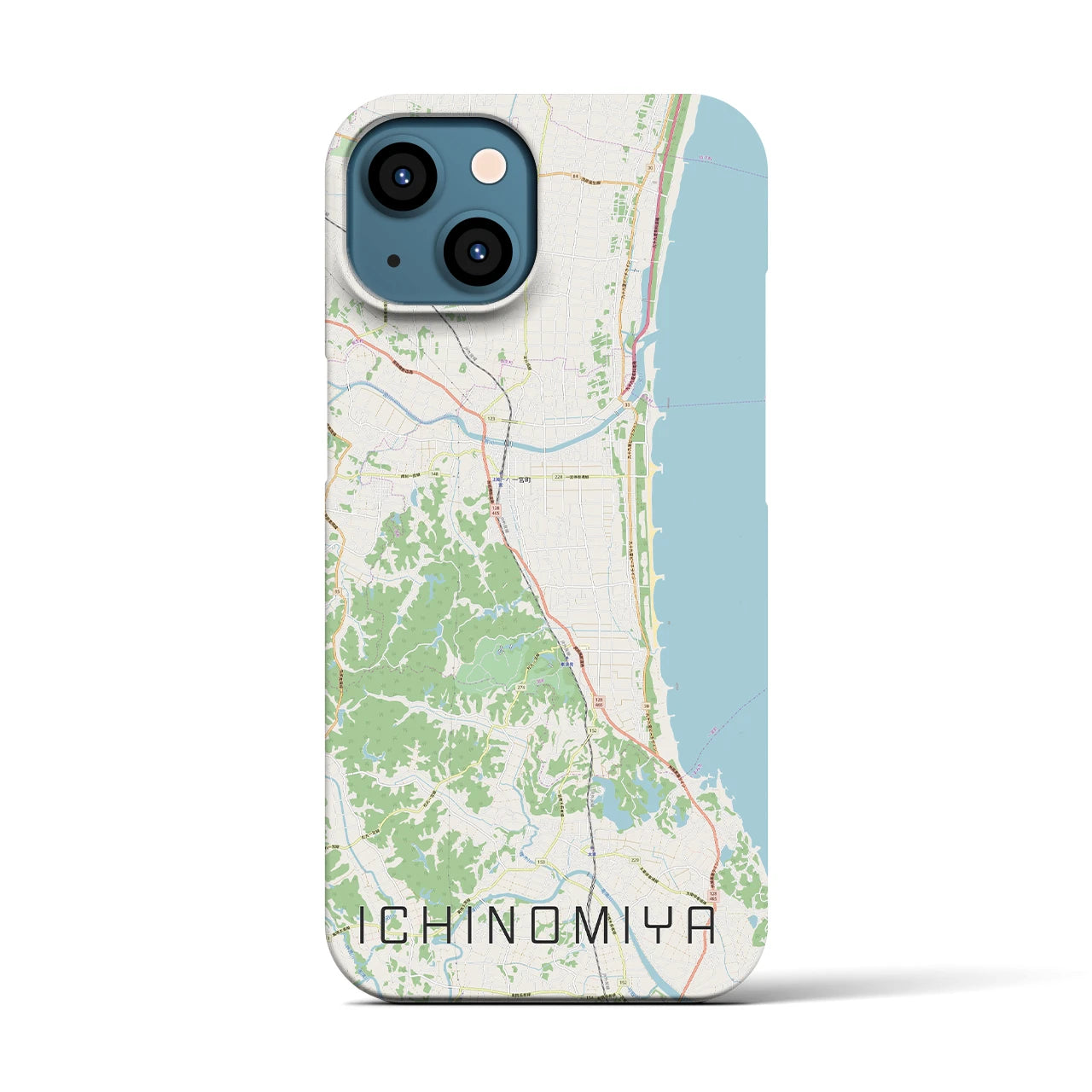 【一宮（千葉県）】地図柄iPhoneケース（バックカバータイプ・ナチュラル）iPhone 13 用