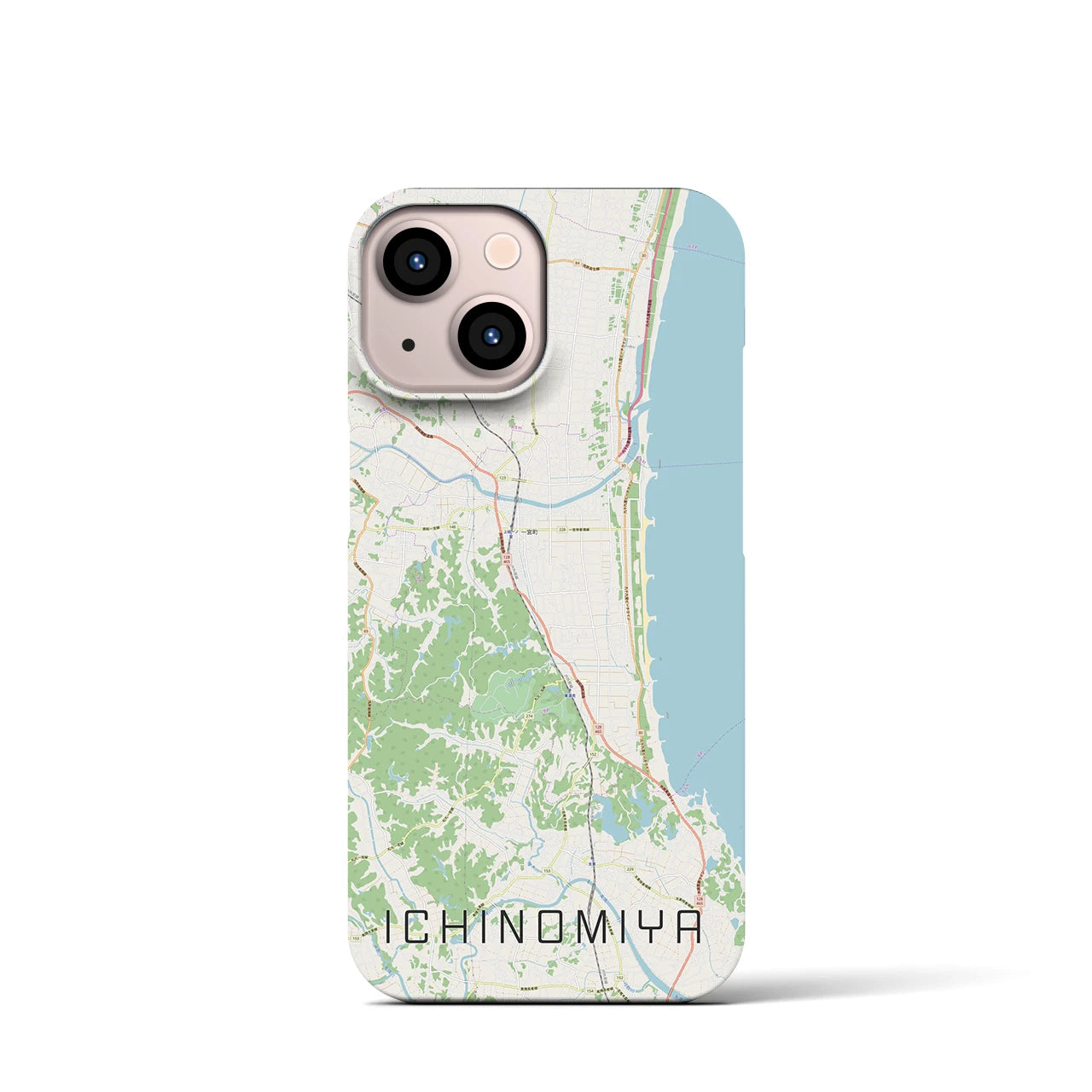 【一宮（千葉県）】地図柄iPhoneケース（バックカバータイプ・ナチュラル）iPhone 13 mini 用