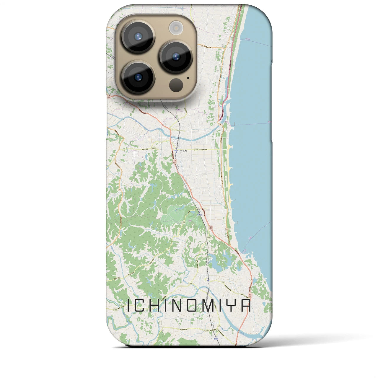 【一宮（千葉県）】地図柄iPhoneケース（バックカバータイプ・ナチュラル）iPhone 14 Pro Max 用