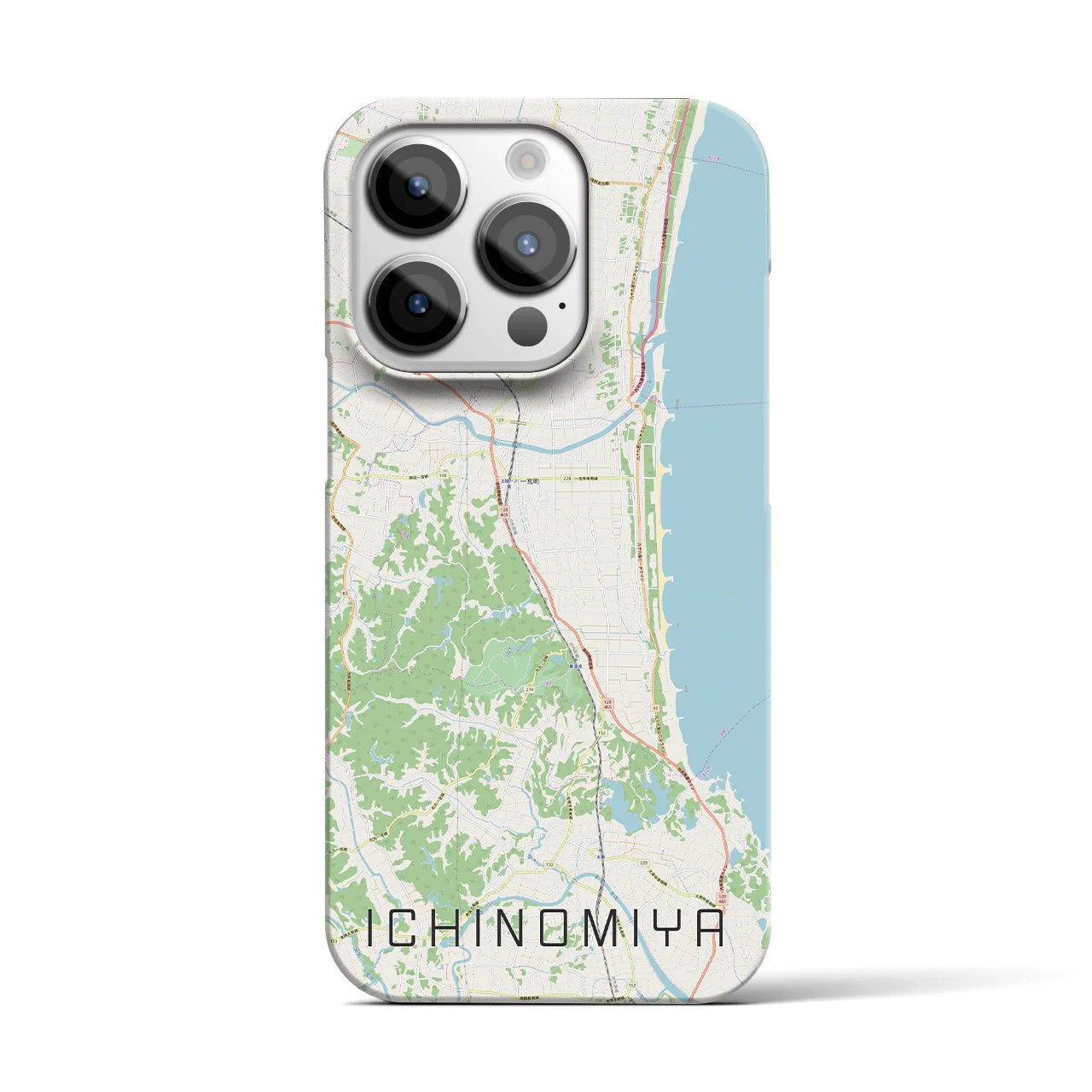 【一宮（千葉県）】地図柄iPhoneケース（バックカバータイプ・ナチュラル）iPhone 14 Pro 用