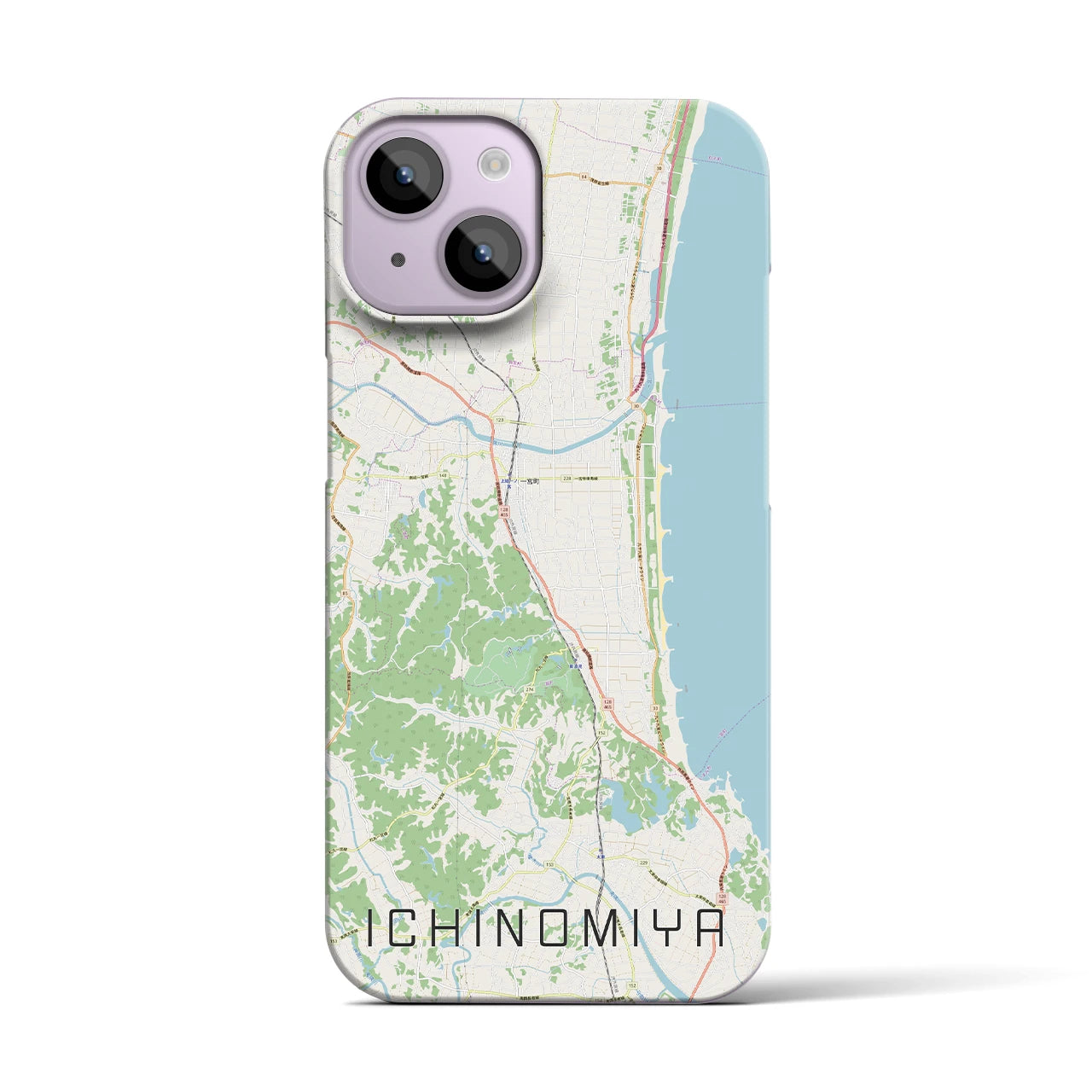 【一宮（千葉県）】地図柄iPhoneケース（バックカバータイプ・ナチュラル）iPhone 14 用