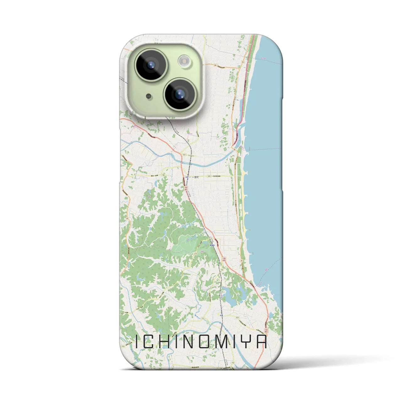 【一宮（千葉県）】地図柄iPhoneケース（バックカバータイプ・ナチュラル）iPhone 15 用