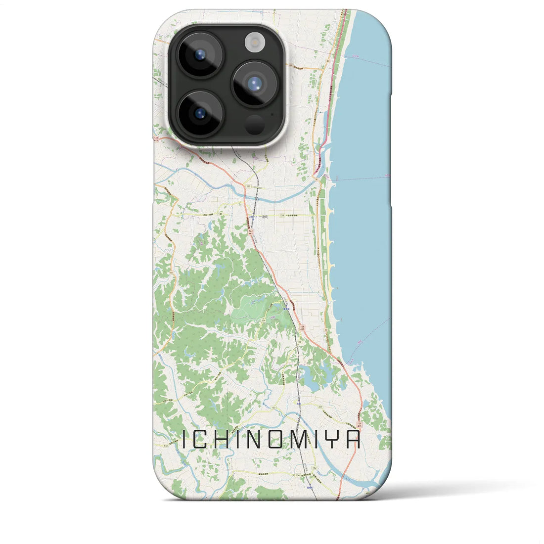 【一宮（千葉県）】地図柄iPhoneケース（バックカバータイプ・ナチュラル）iPhone 15 Pro Max 用