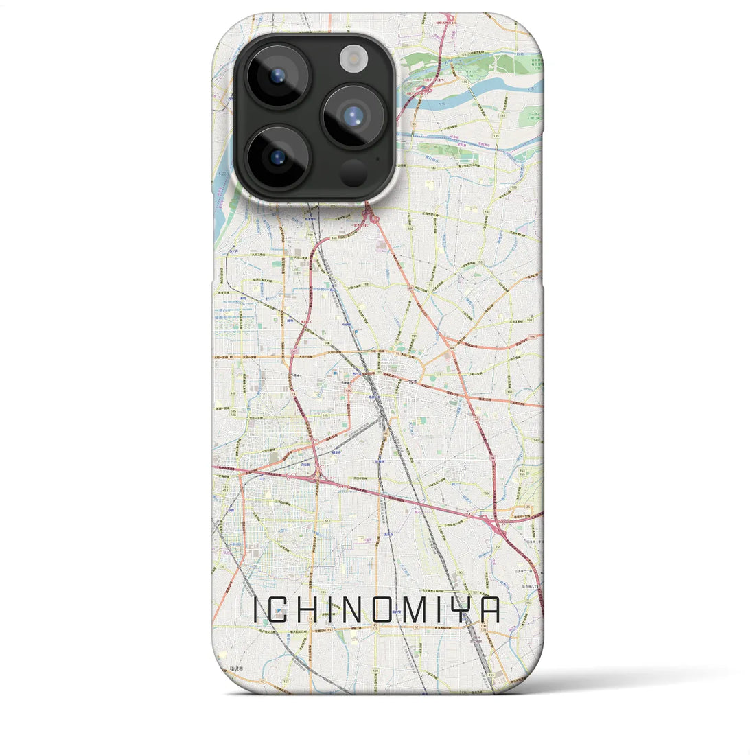 【一宮】地図柄iPhoneケース（バックカバータイプ・ナチュラル）iPhone 15 Pro Max 用