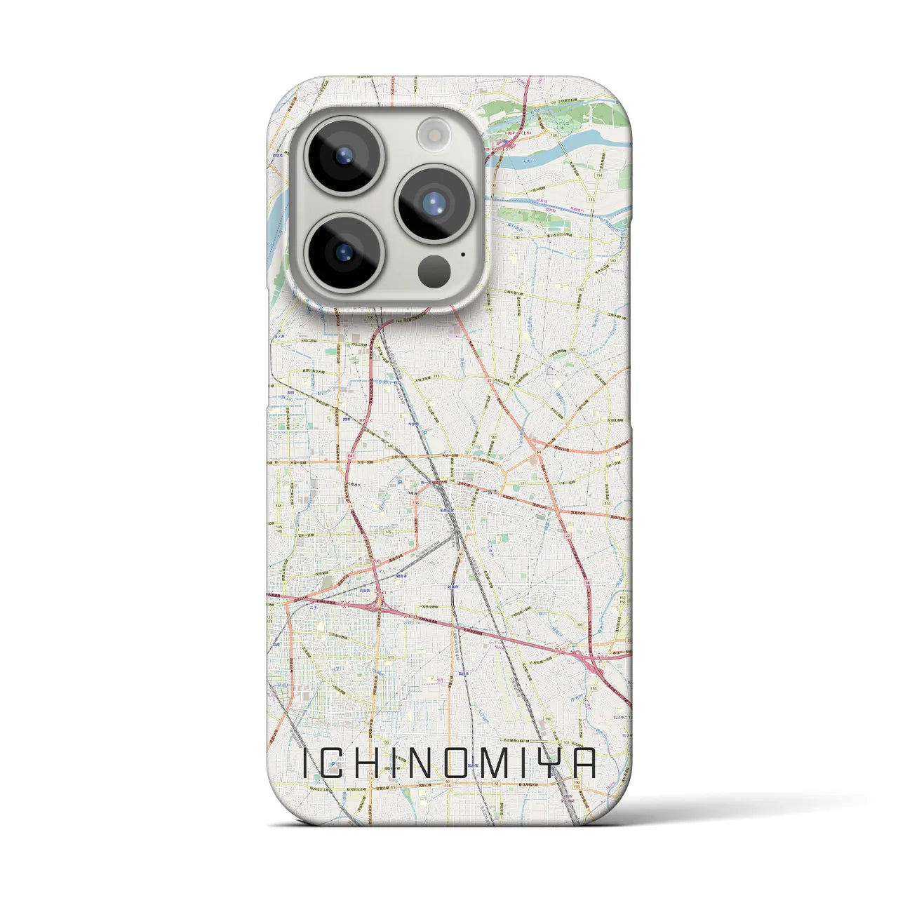 【一宮】地図柄iPhoneケース（バックカバータイプ・ナチュラル）iPhone 15 Pro 用