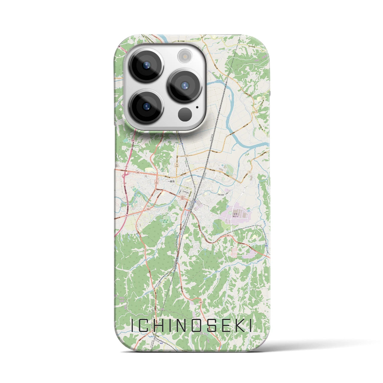 【一関】地図柄iPhoneケース（バックカバータイプ・ナチュラル）iPhone 14 Pro 用