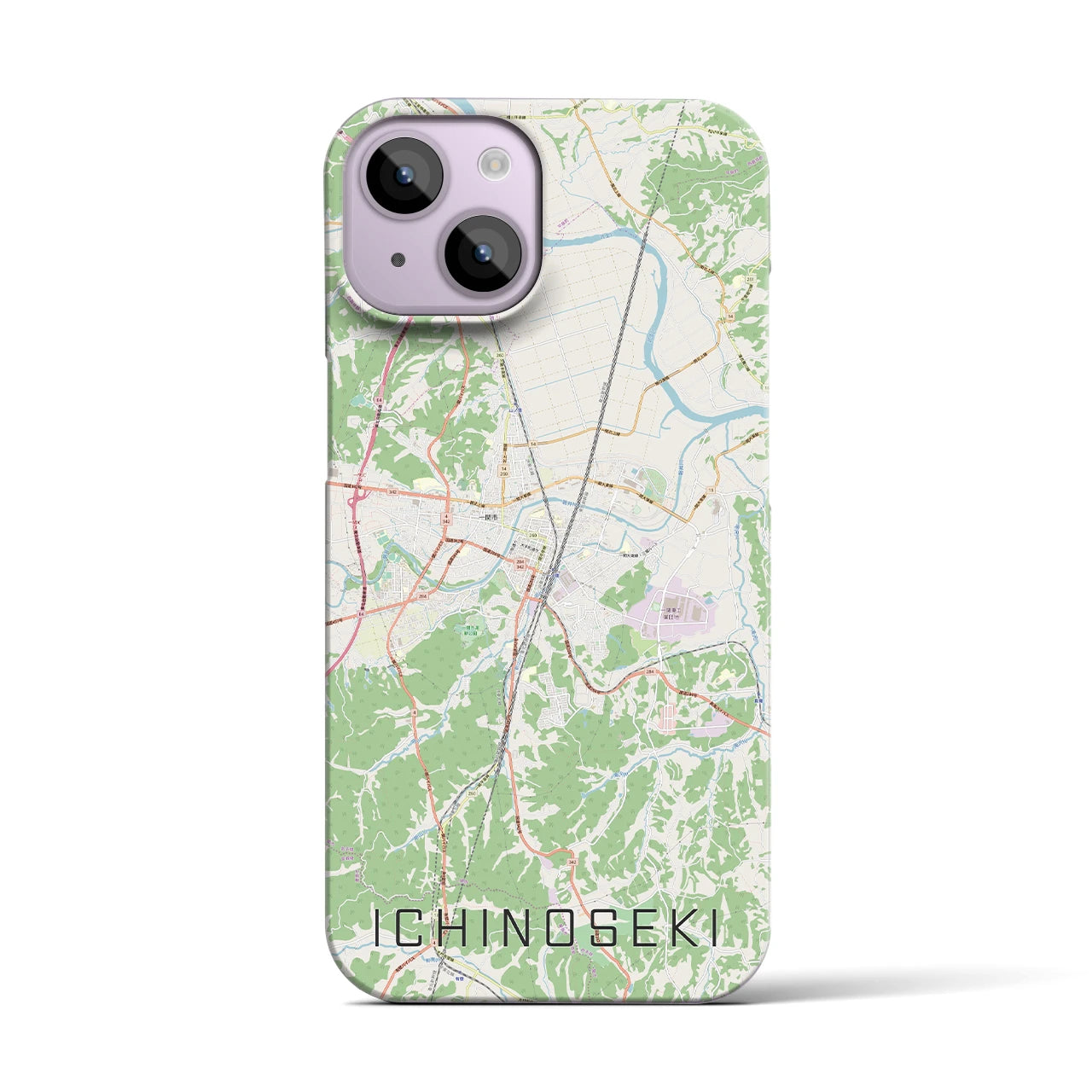 【一関】地図柄iPhoneケース（バックカバータイプ・ナチュラル）iPhone 14 用