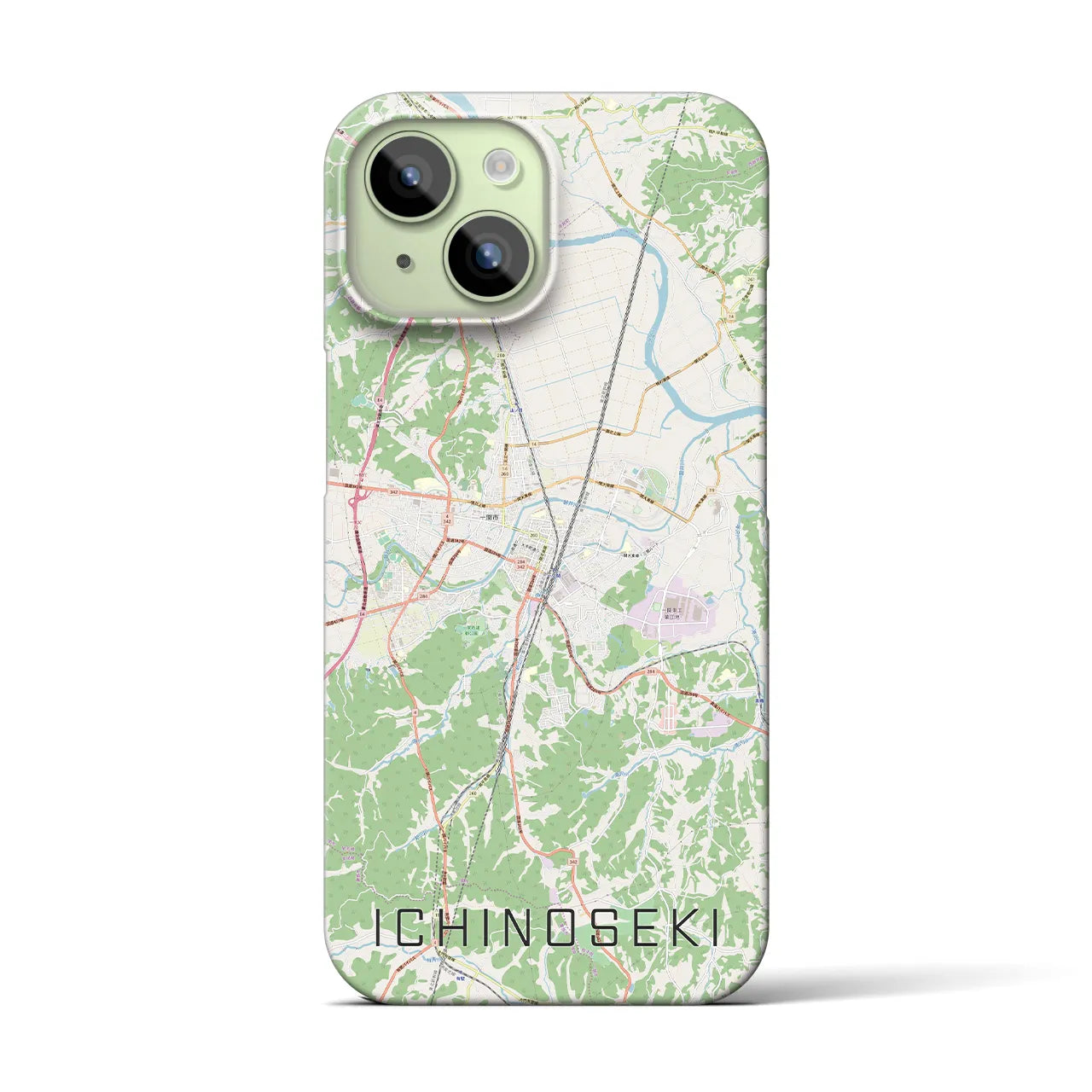 【一関】地図柄iPhoneケース（バックカバータイプ・ナチュラル）iPhone 15 用