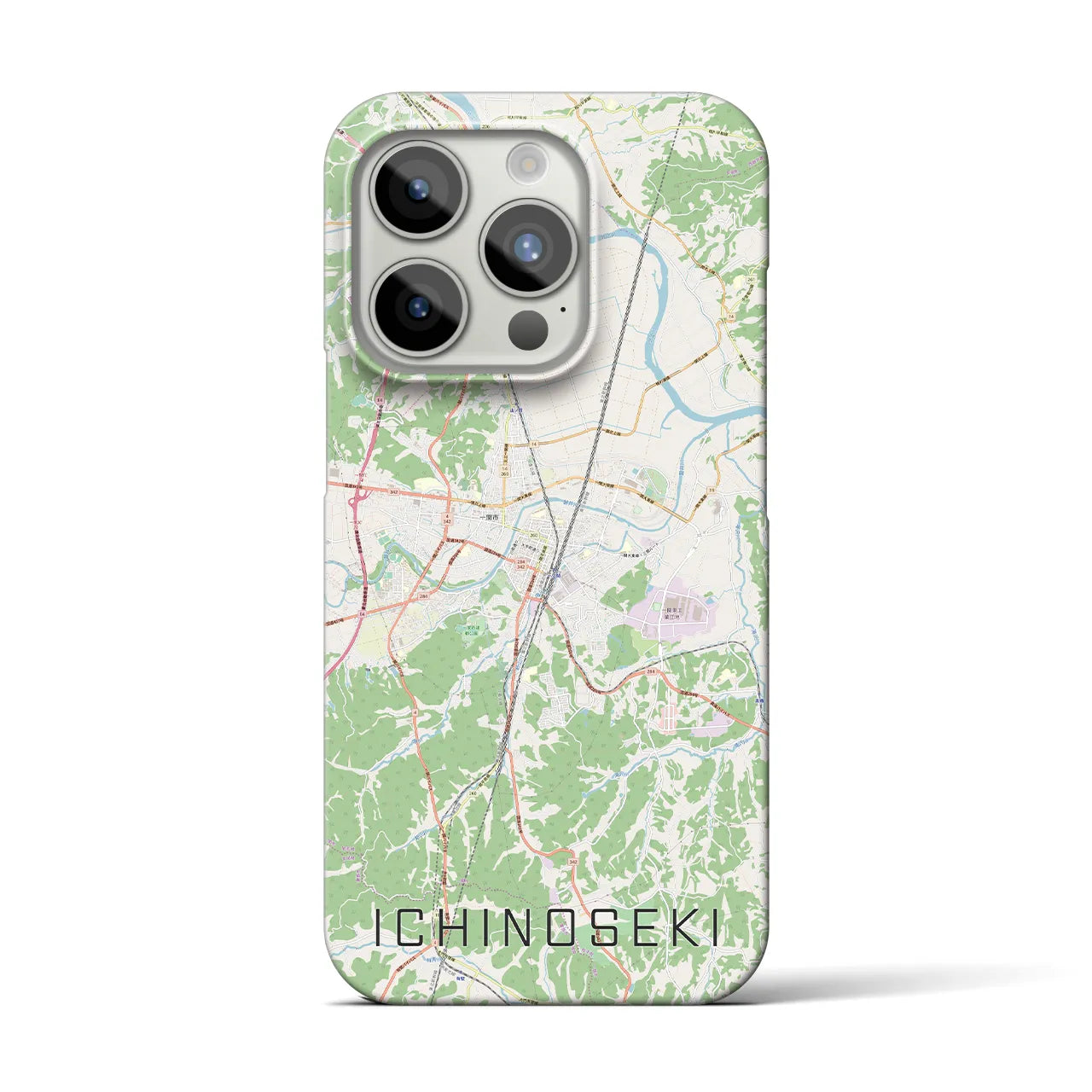 【一関】地図柄iPhoneケース（バックカバータイプ・ナチュラル）iPhone 15 Pro 用