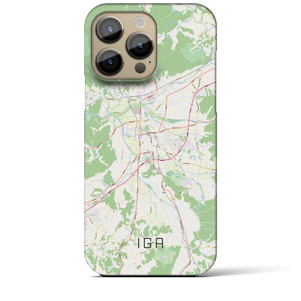 【伊賀】地図柄iPhoneケース（バックカバータイプ・ナチュラル）iPhone 14 Pro Max 用
