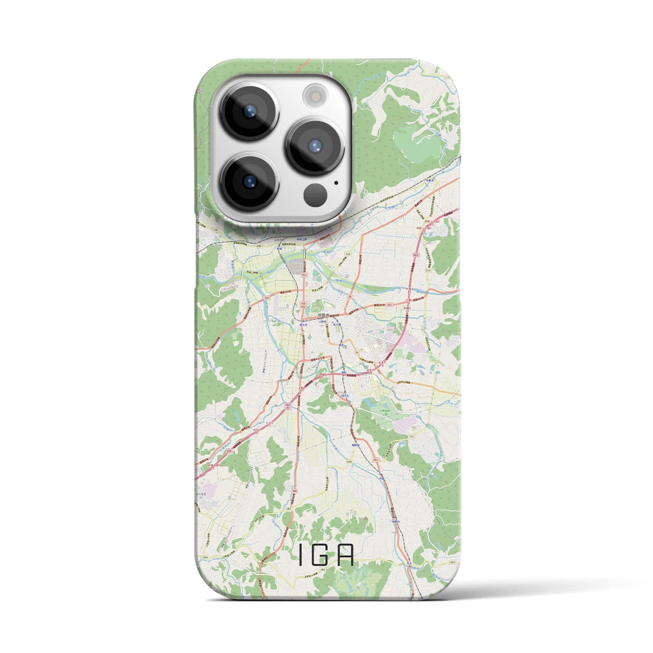 【伊賀】地図柄iPhoneケース（バックカバータイプ・ナチュラル）iPhone 14 Pro 用
