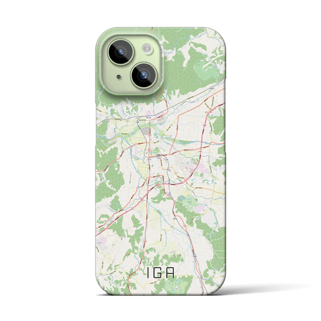 【伊賀】地図柄iPhoneケース（バックカバータイプ・ナチュラル）iPhone 15 用
