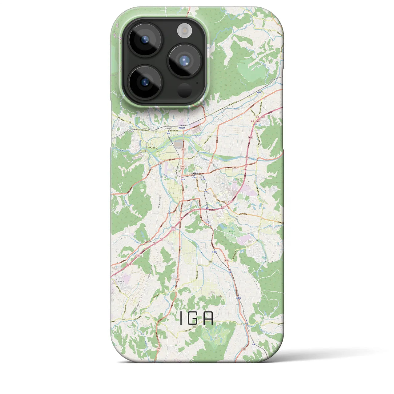 【伊賀】地図柄iPhoneケース（バックカバータイプ・ナチュラル）iPhone 15 Pro Max 用