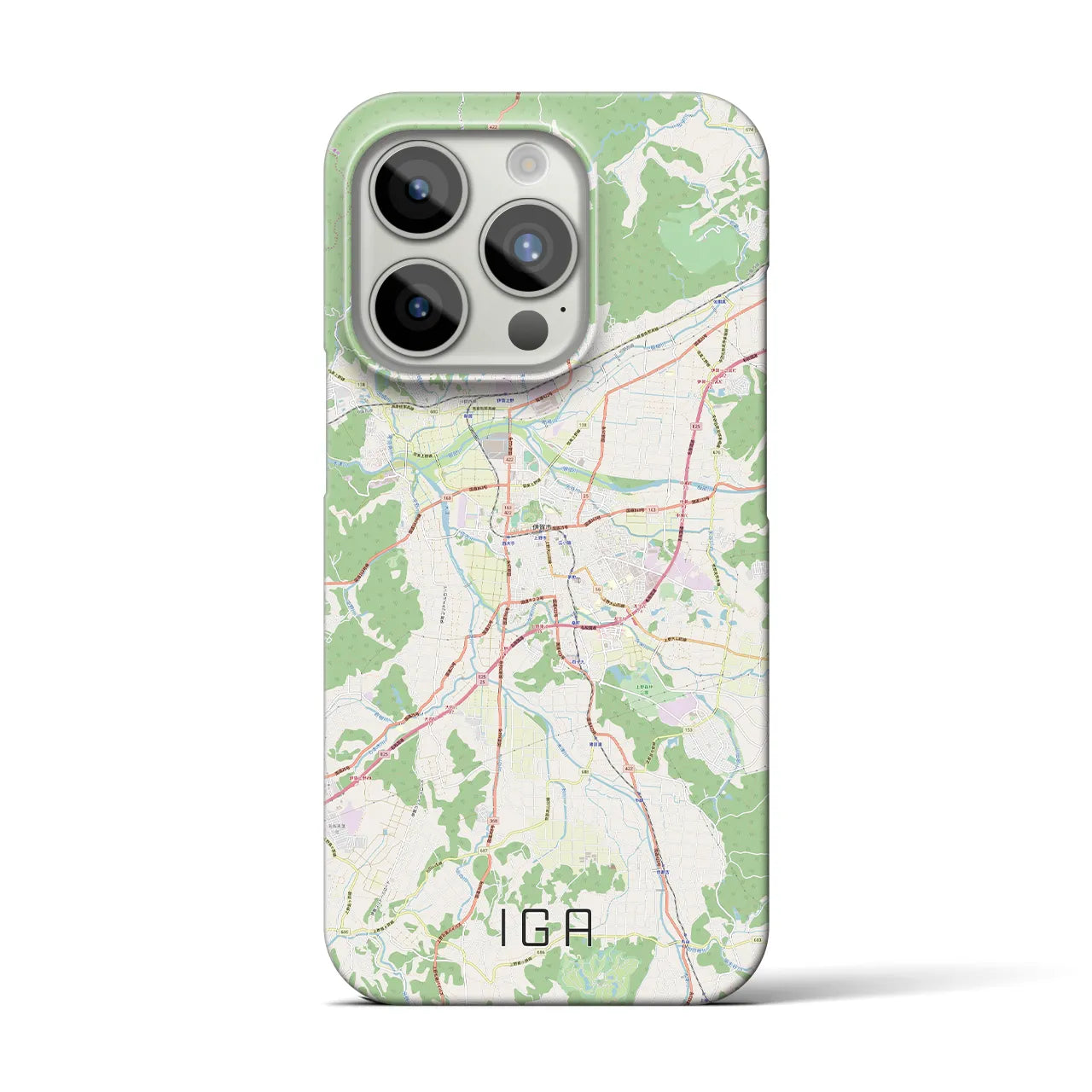 【伊賀】地図柄iPhoneケース（バックカバータイプ・ナチュラル）iPhone 15 Pro 用